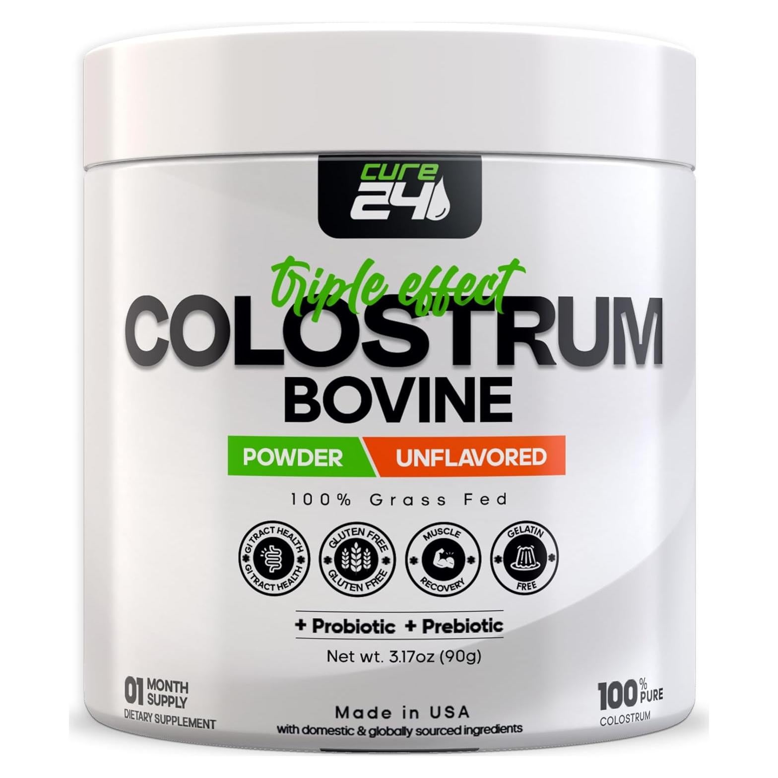 Polvo de Calostro Bovino Cure24 X3 100% Puro 89.9g