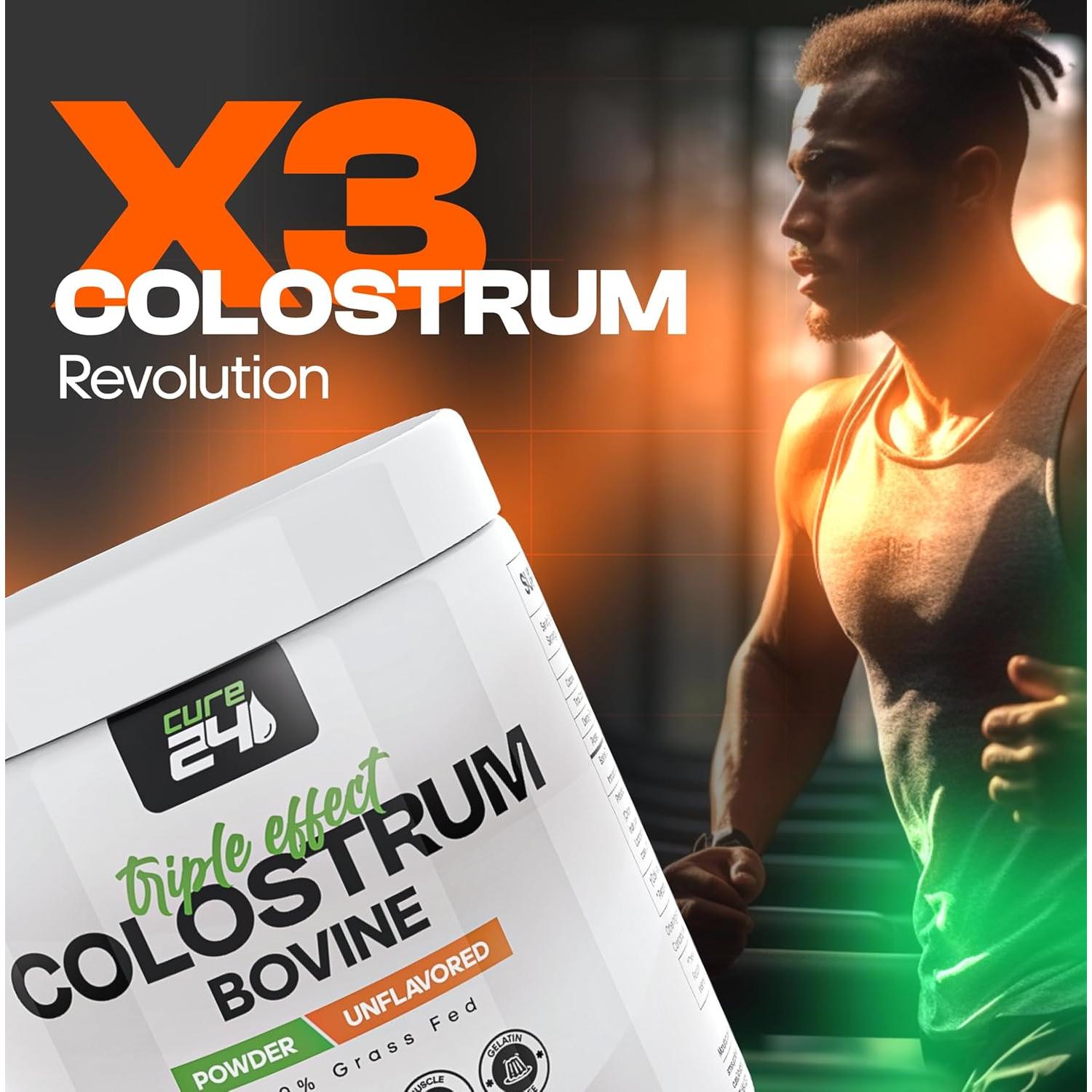 Polvo de Calostro Bovino Cure24 X3 100% Puro 89.9g