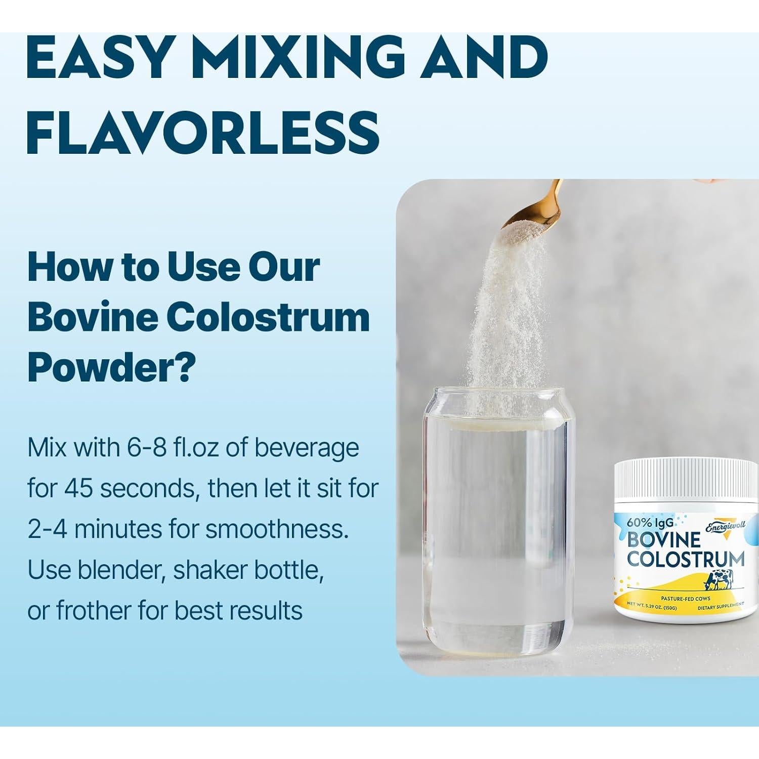 Colostro Bovino en Polvo Energievoll 3000 mg 60% IgG 50 Porciones