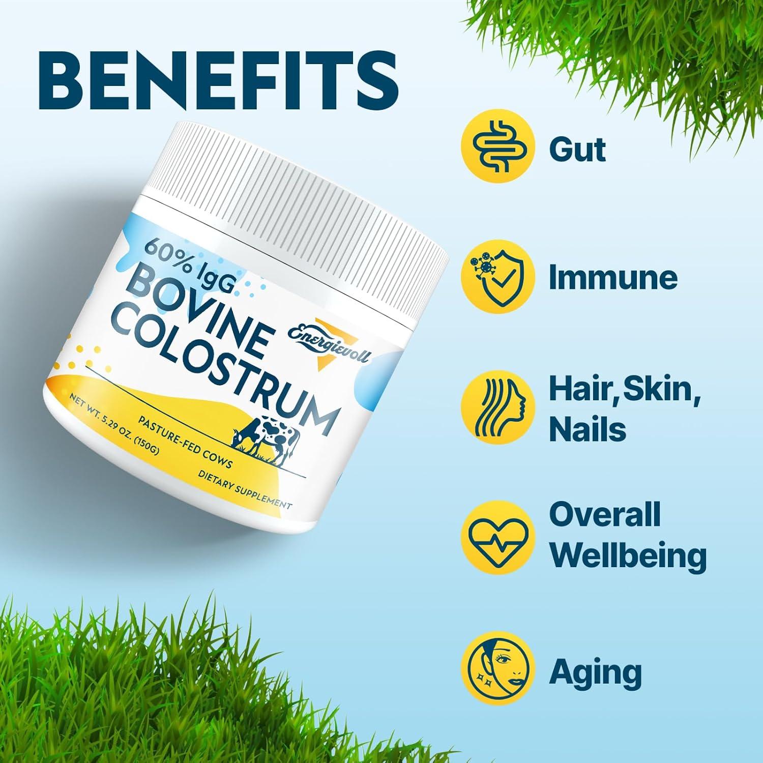 Colostro Bovino en Polvo Energievoll 3000 mg 60% IgG 50 Porciones