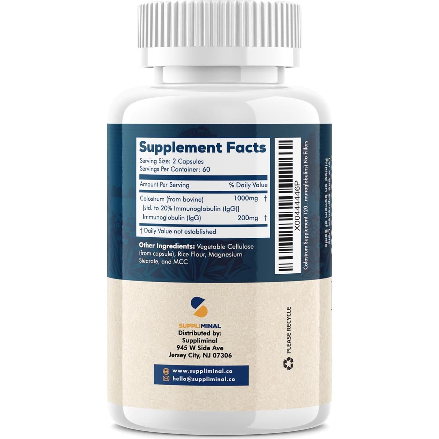 Suplemento de Calostro Bovino 120 Cápsulas 1000mg - Hudson