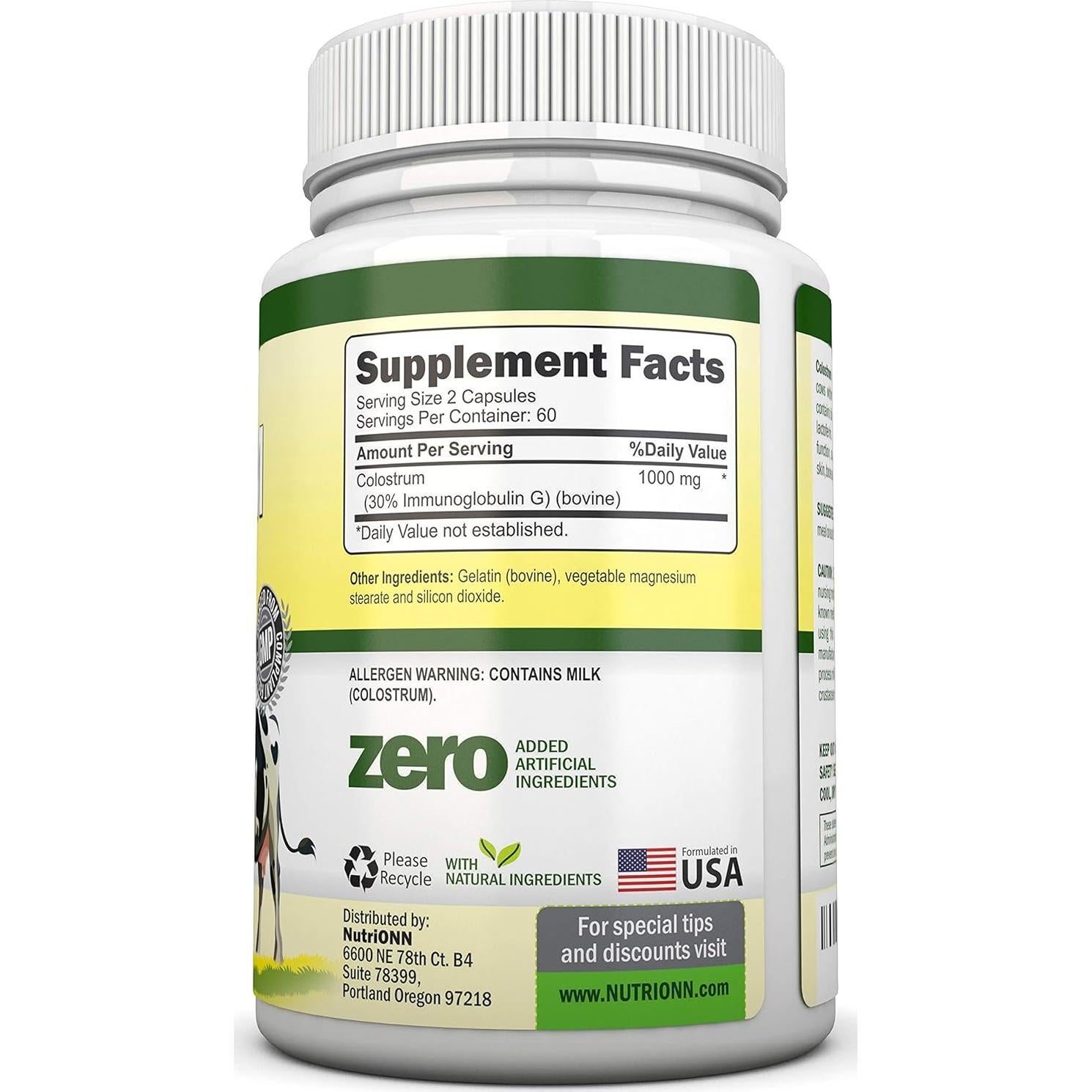 Colostro Bovina NutriONN 1000mg 120 Cápsulas 30% IgG