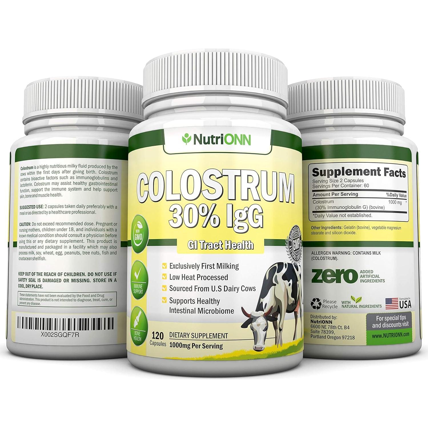 Colostro Bovina NutriONN 1000mg 120 Cápsulas 30% IgG