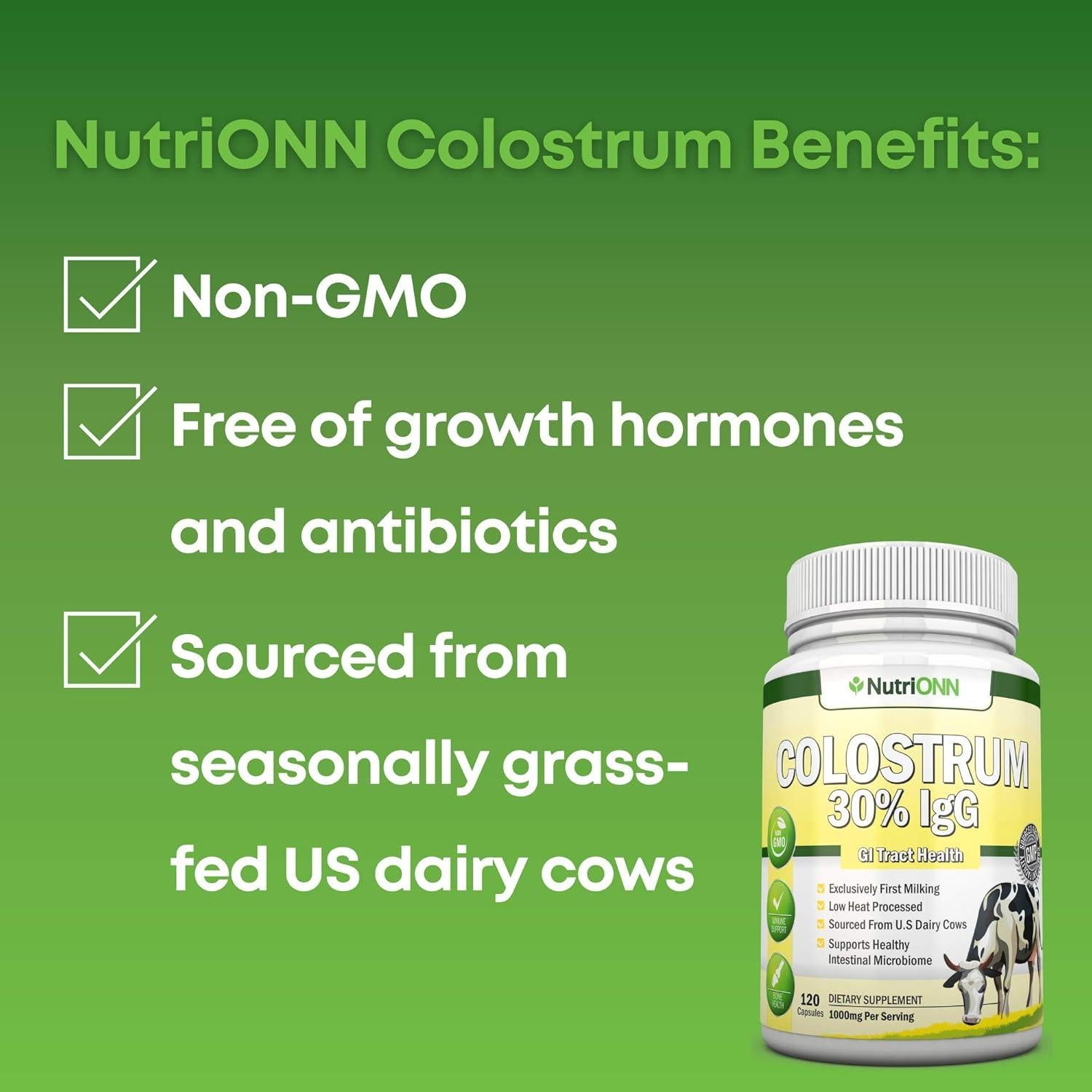 Colostro Bovina NutriONN 1000mg 120 Cápsulas 30% IgG