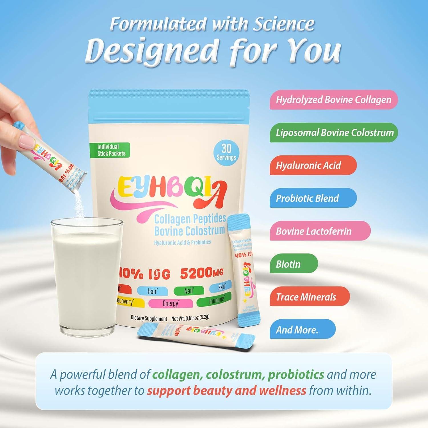 Suplemento de colágeno y calostro EYHBQIA 155.89g sin sabor