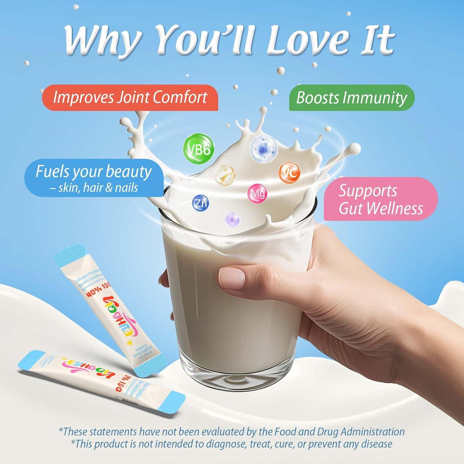 Suplemento de colágeno y calostro EYHBQIA 155.89g sin sabor