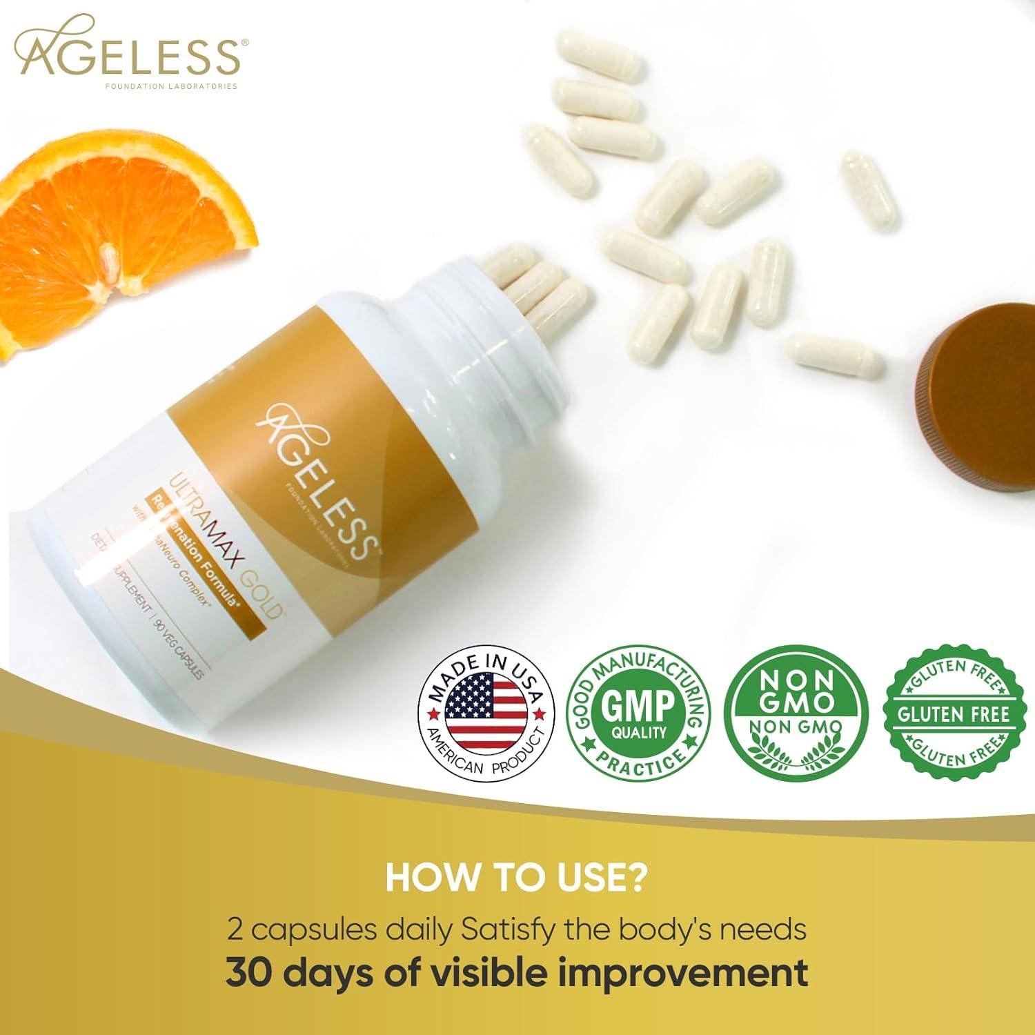 AGELESS UltraMAX Gold Cápsulas Anti-Envejecimiento 90 Unidades