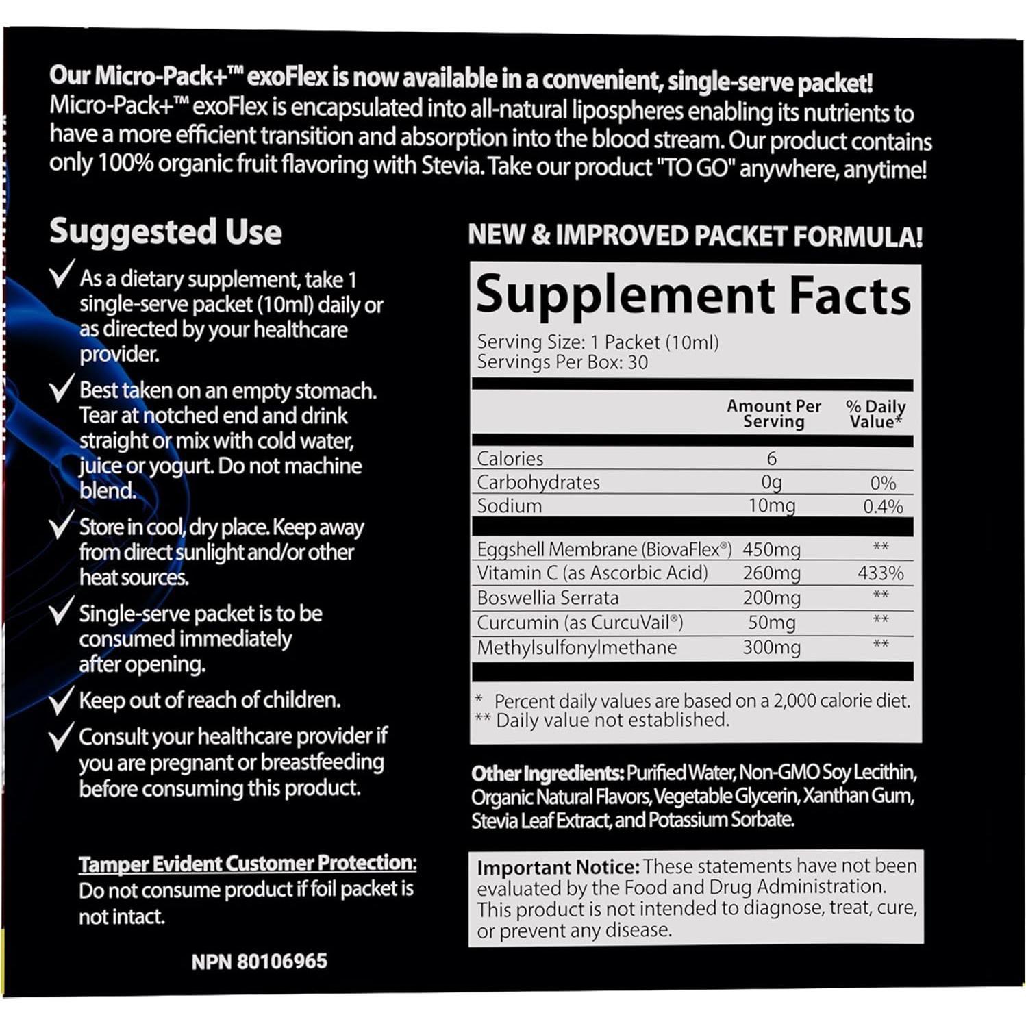 Suplemento Articular Liposomal Aurora exoFlex+ 30 Paquetes