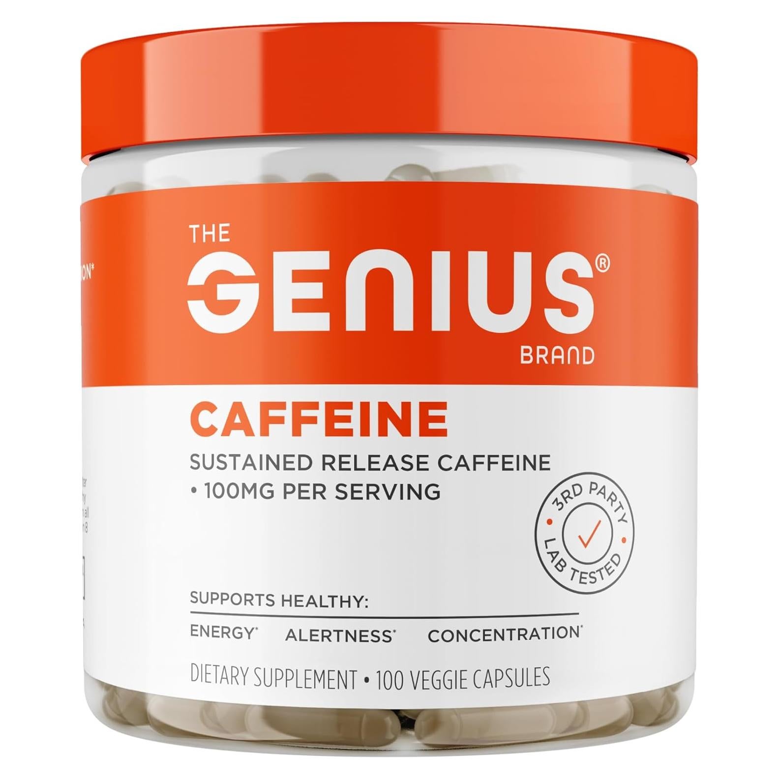 Genius Caffeine - Pastillas de cafeína 100mg - 100 cápsulas