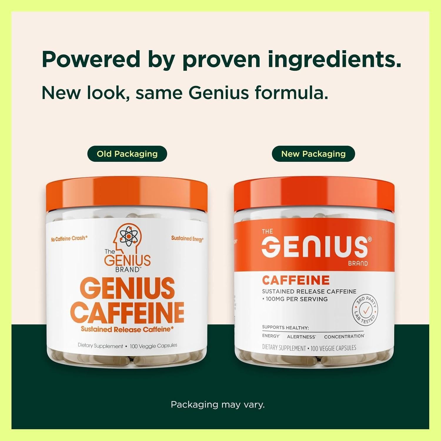 Genius Caffeine - Pastillas de cafeína 100mg - 100 cápsulas