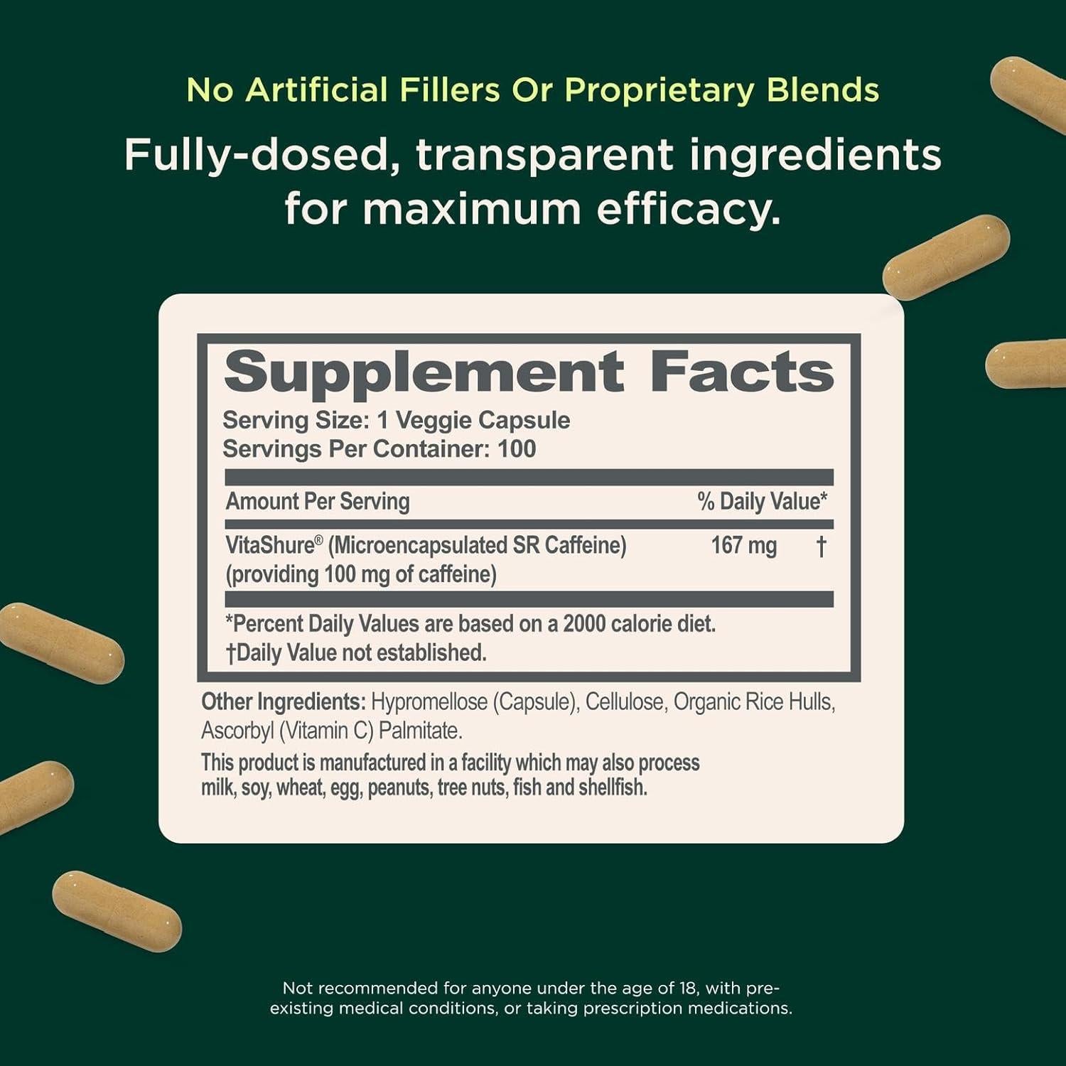 Genius Caffeine - Pastillas de cafeína 100mg - 100 cápsulas