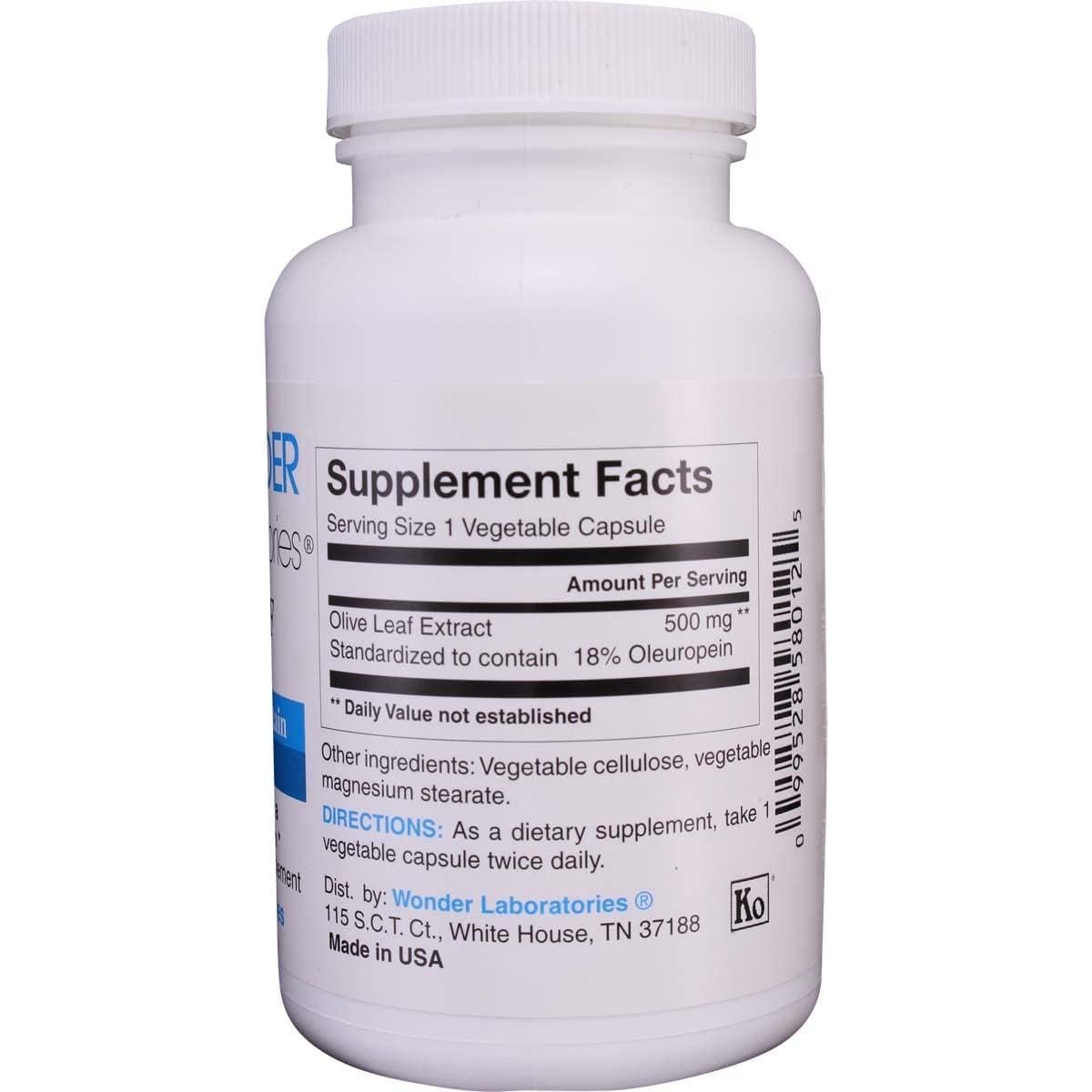 Extracto de Hoja de Olivo Wonder Labs 120 Cápsulas 6% Oleuropeína