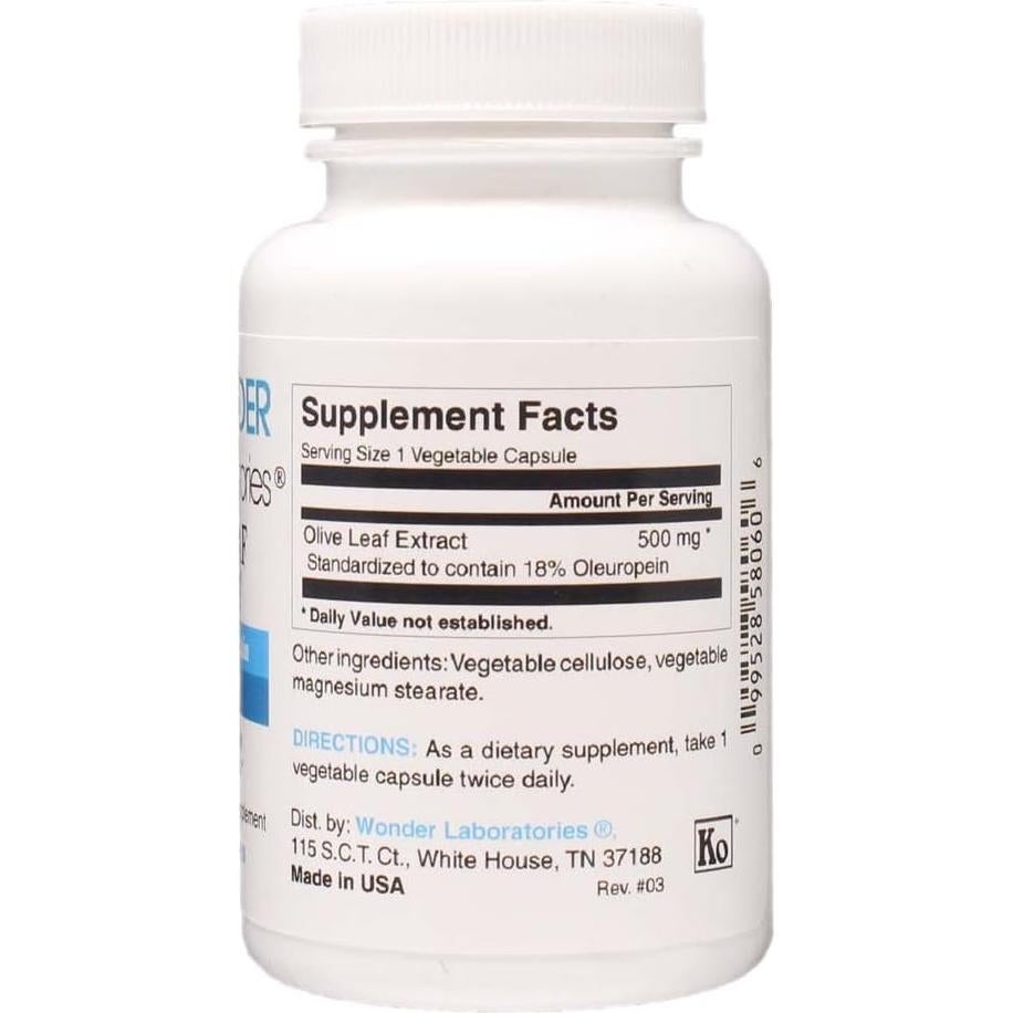 Extracto de Hoja de Olivo Wonder Labs 60 Cápsulas 18% Oleuropeína