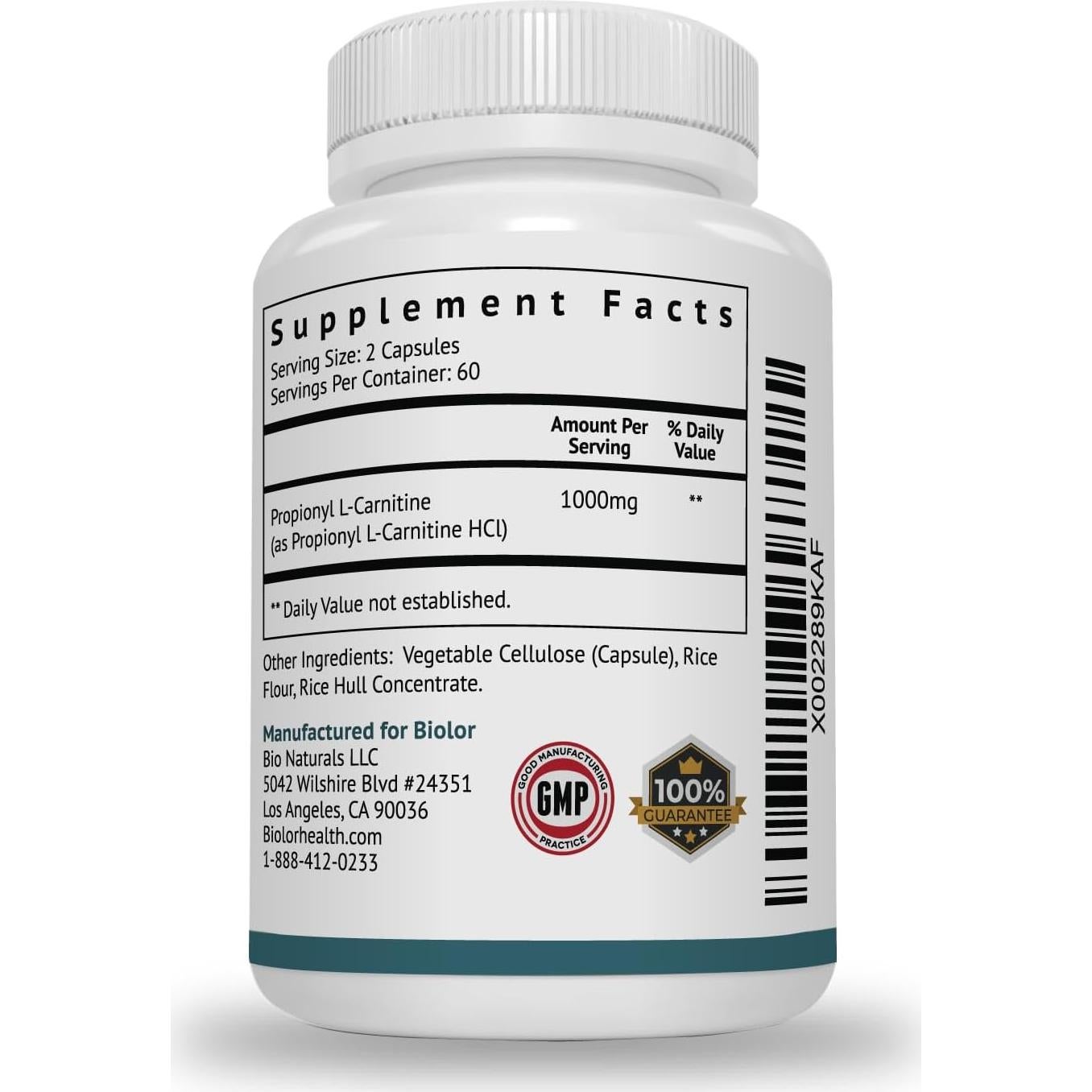 Suplemento Biovy Propionil L-Carnitina 120 Cápsulas Alta Absorción