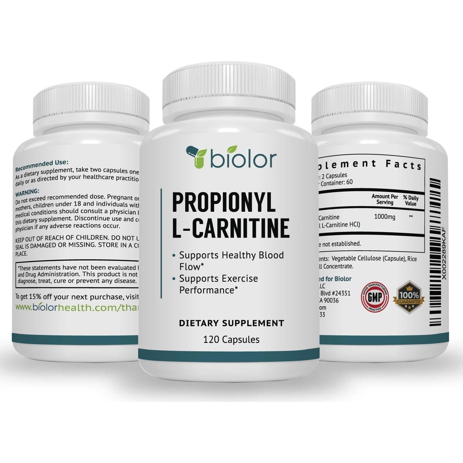 Suplemento Biovy Propionil L-Carnitina 120 Cápsulas Alta Absorción