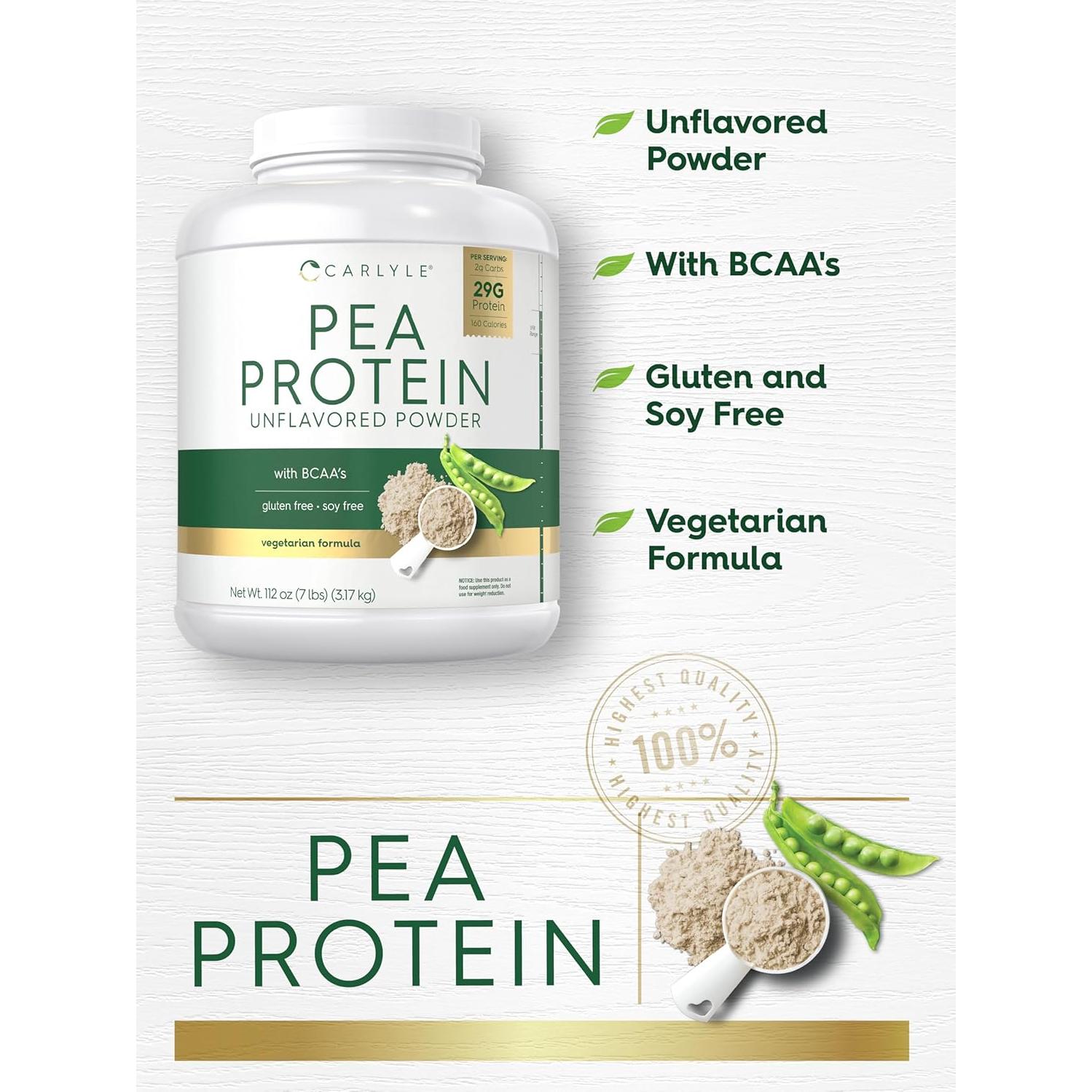 Proteína de Guisante en Polvo Carlyle 3.18kg Sin Sabor 29g