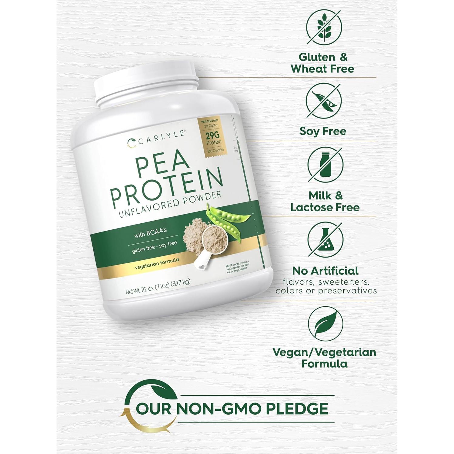 Proteína de Guisante en Polvo Carlyle 3.18kg Sin Sabor 29g