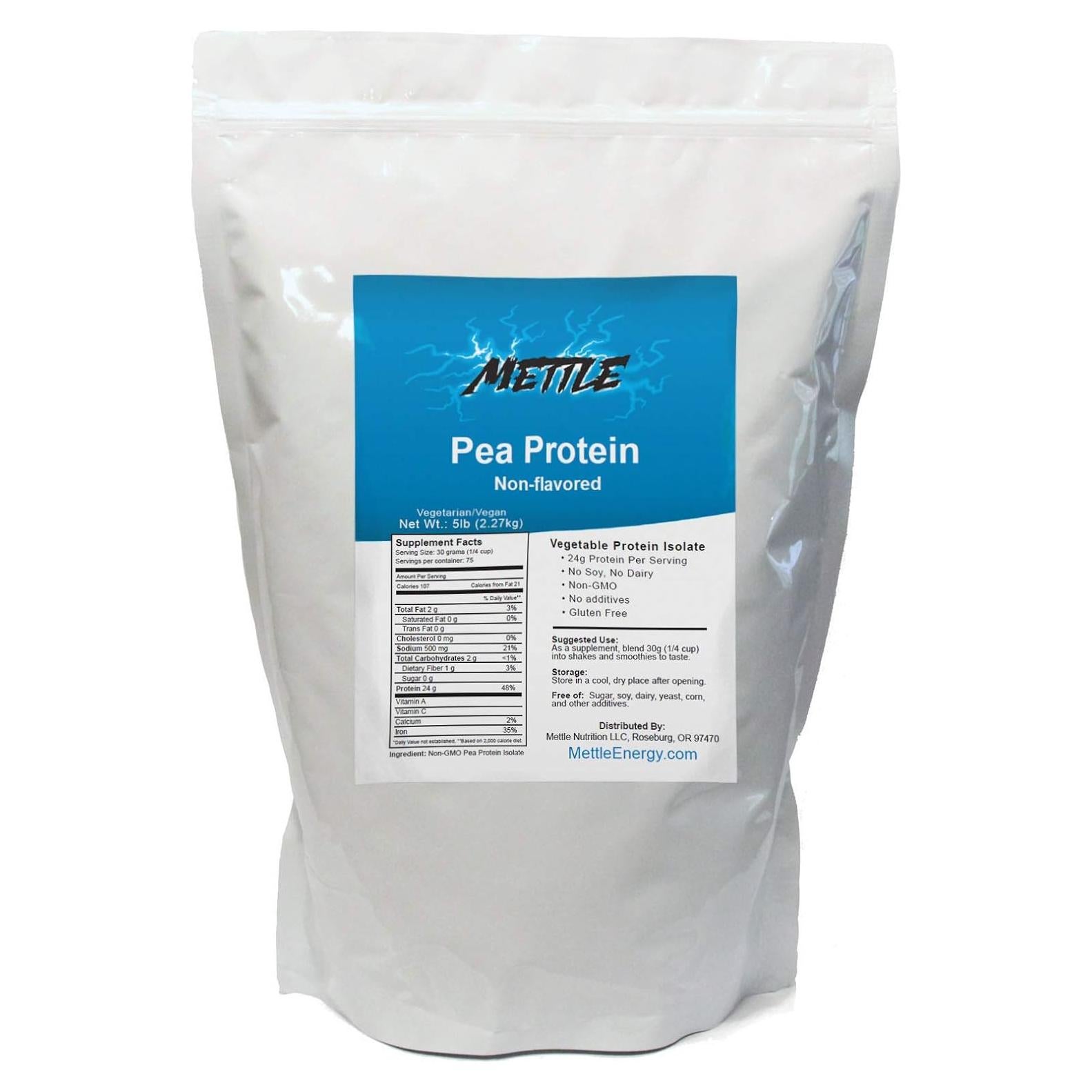 Proteína de Guisante Mettle 2.27 kg Aislado Vegano Sin Sabor