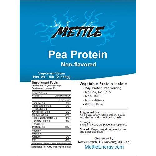 Proteína de Guisante Mettle 2.27 kg Aislado Vegano Sin Sabor