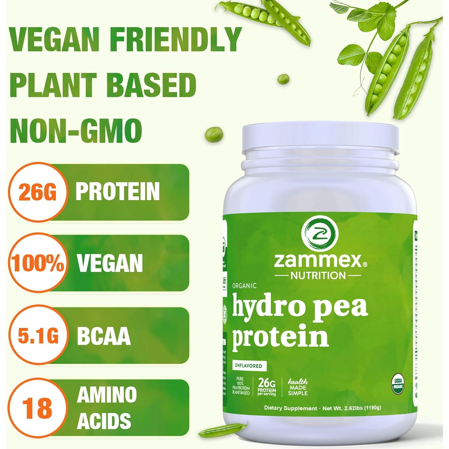 Proteína de Guisante Orgánica Zammex 1.19kg - 26g Proteínas