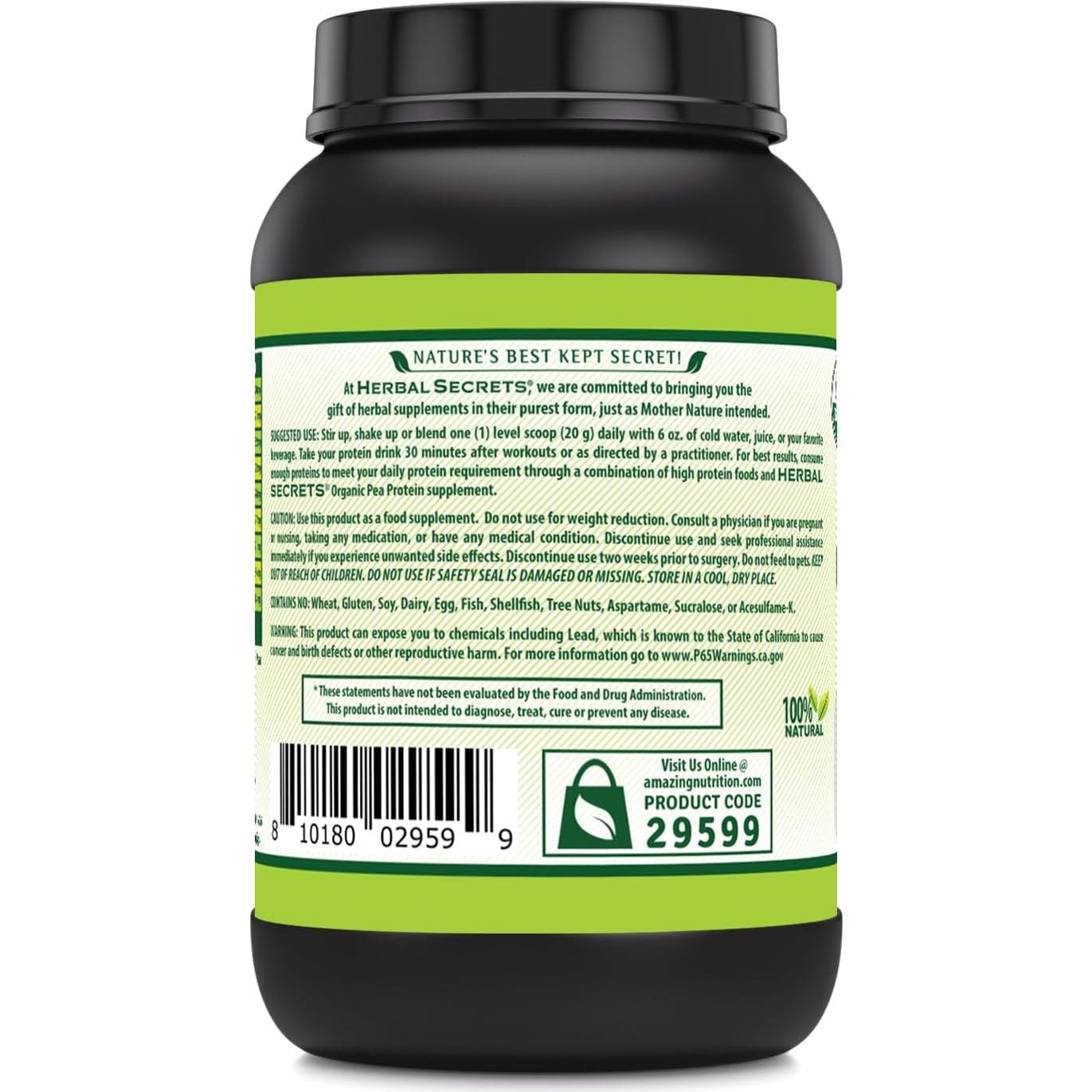 Polvo de Proteína de Guisante Orgánico Herbal Secrets 0.91 kg