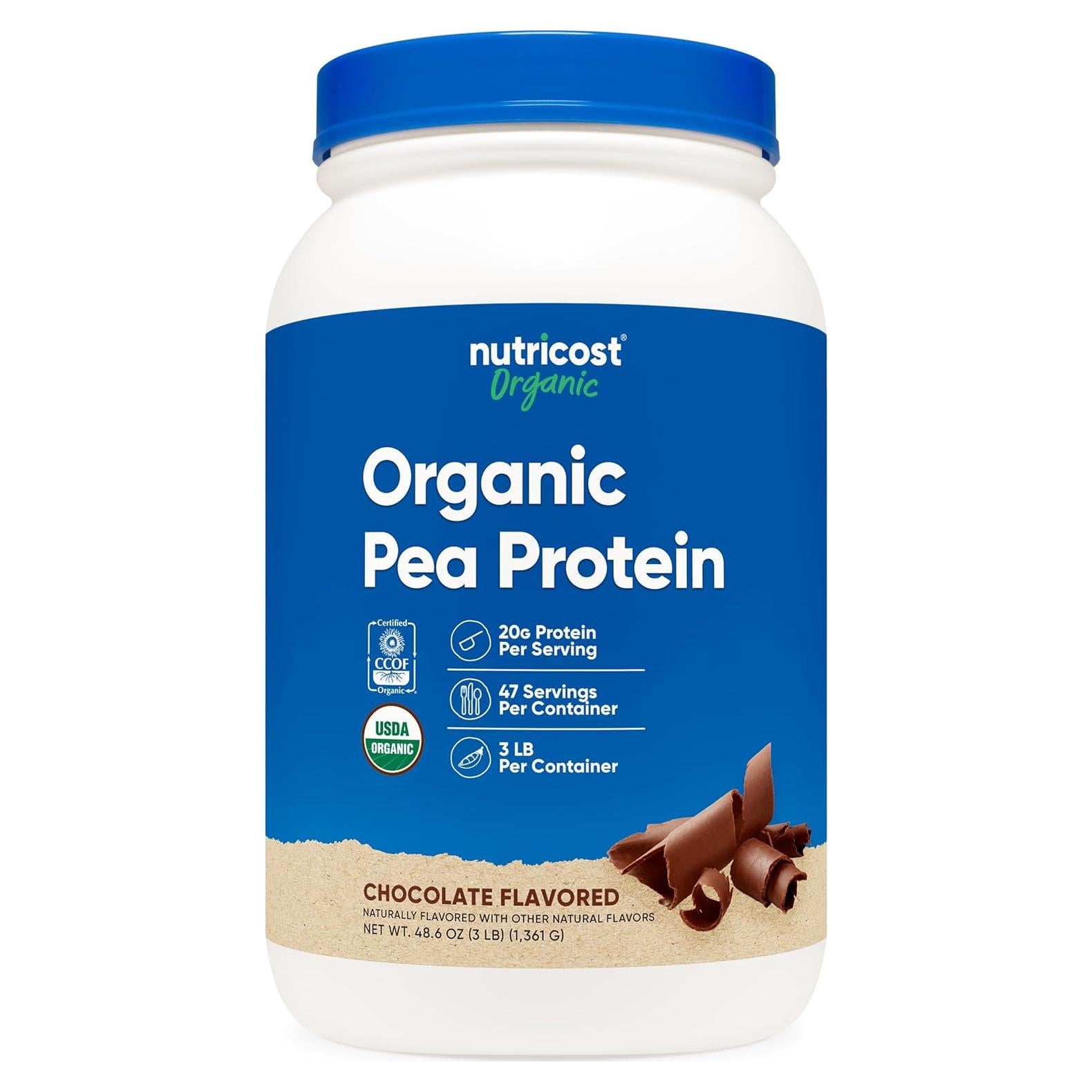 Polvo de Proteína de Guisante Orgánico Nutricost 1.36 kg Chocolate