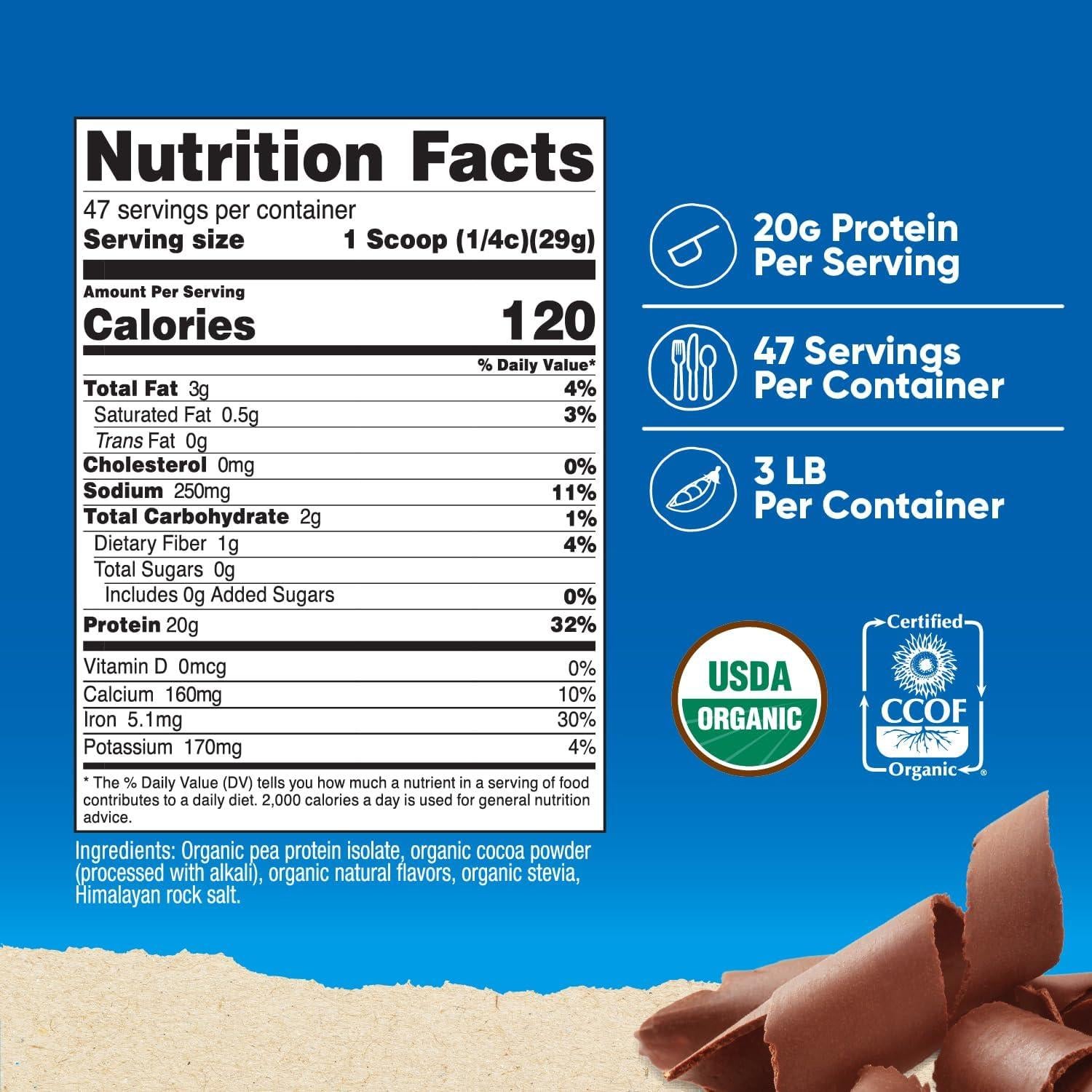 Polvo de Proteína de Guisante Orgánico Nutricost 1.36 kg Chocolate