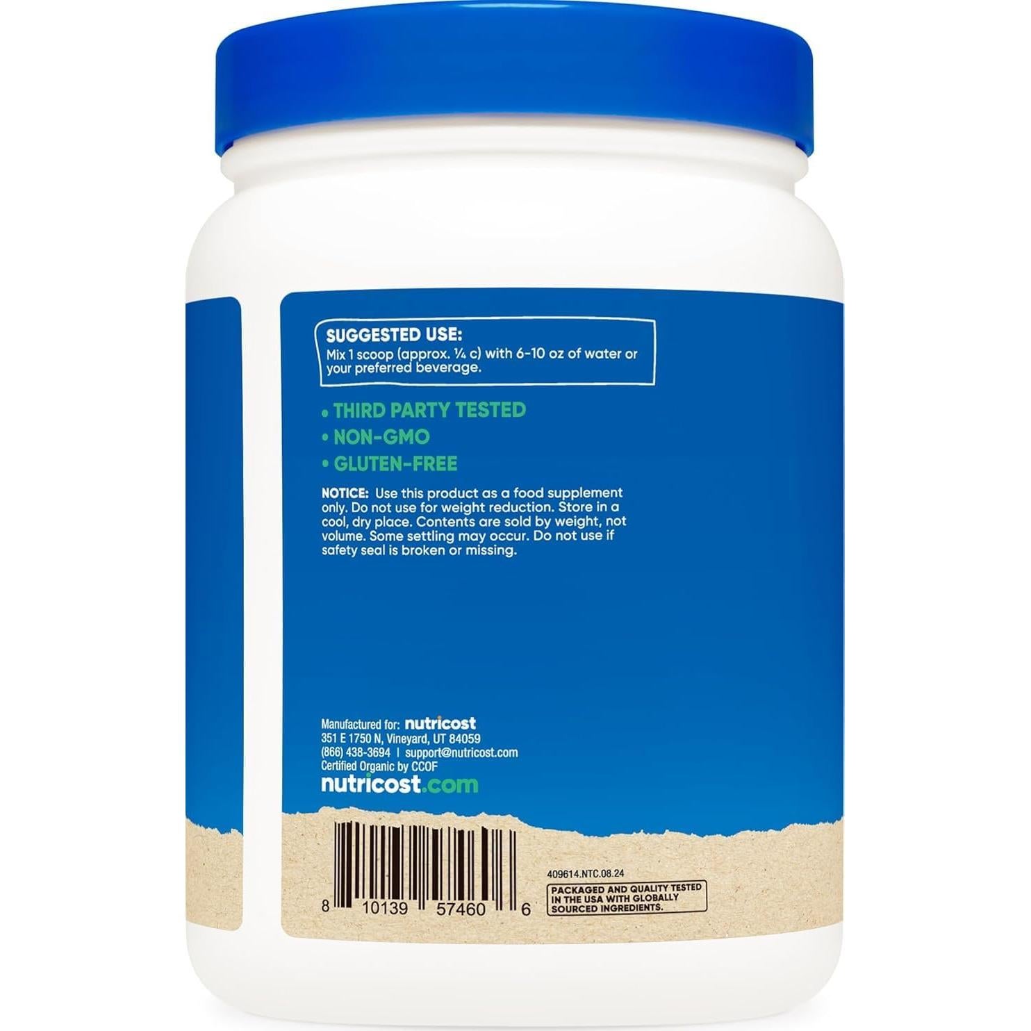 Polvo de Proteína de Guisante Orgánico Nutricost 450g Sin Sabor
