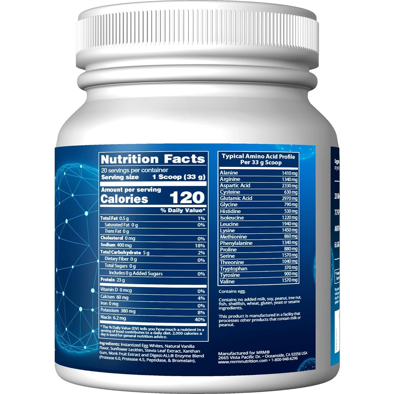 Proteína de Clara de Huevo MRM Nutrition Vainilla 0.68 kg