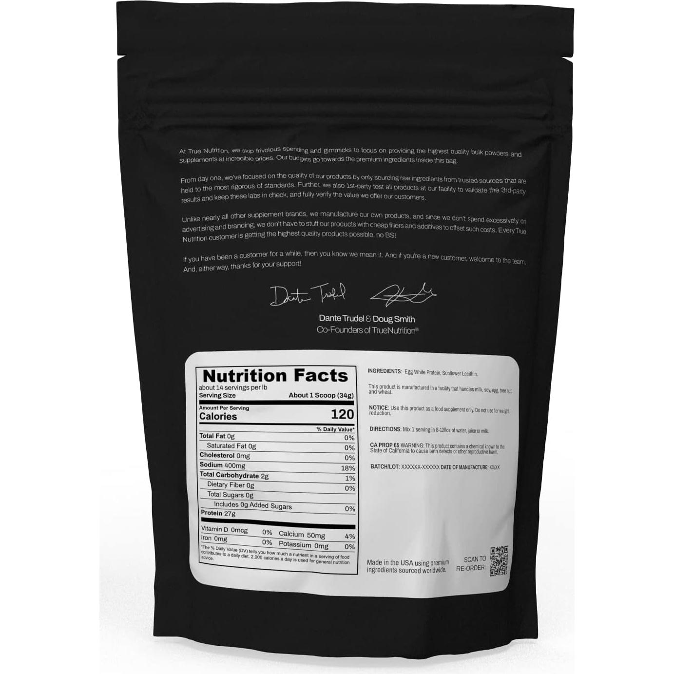 Proteína de Clara de Huevo True Nutrition 0.45kg - 24g Proteína