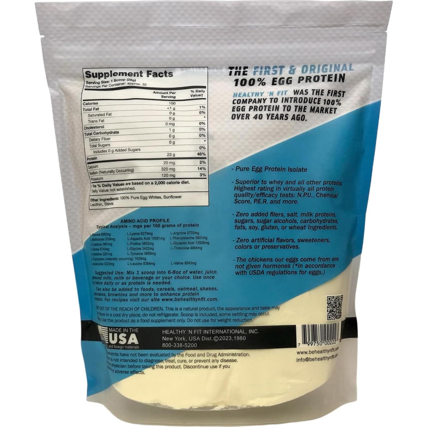 Proteína de Huevo 100% Healthy 'N Fit 0.91 kg Sin Sabor