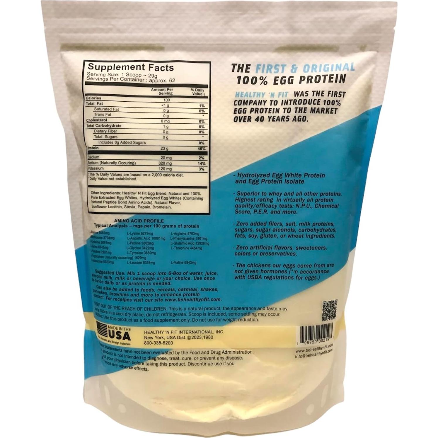 Proteína de Huevo 100% Healthy 'N Fit Vainilla 1.81kg