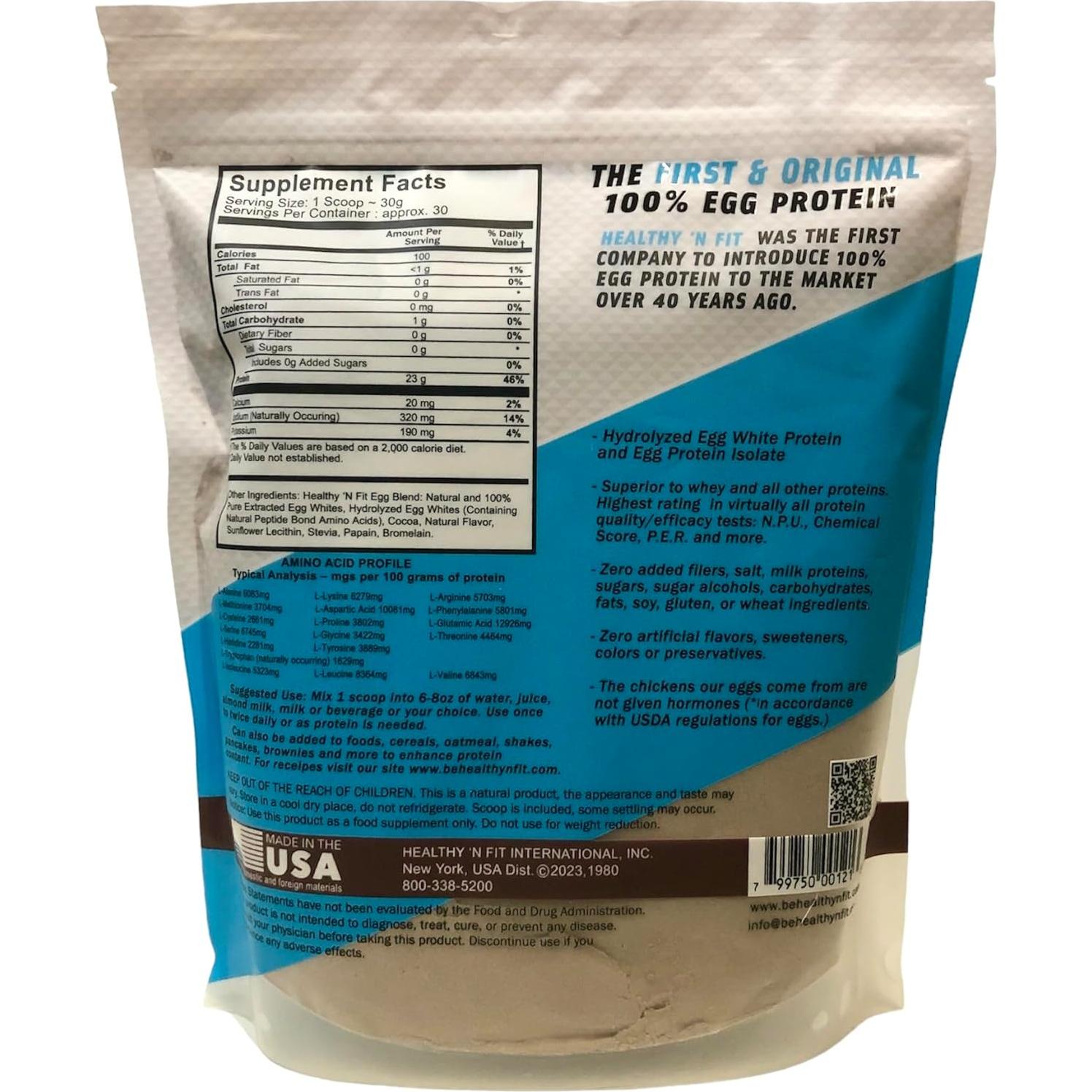 Proteína de Huevo 100% Healthy 'N Fit - Chocolate Celestial 0.91kg
