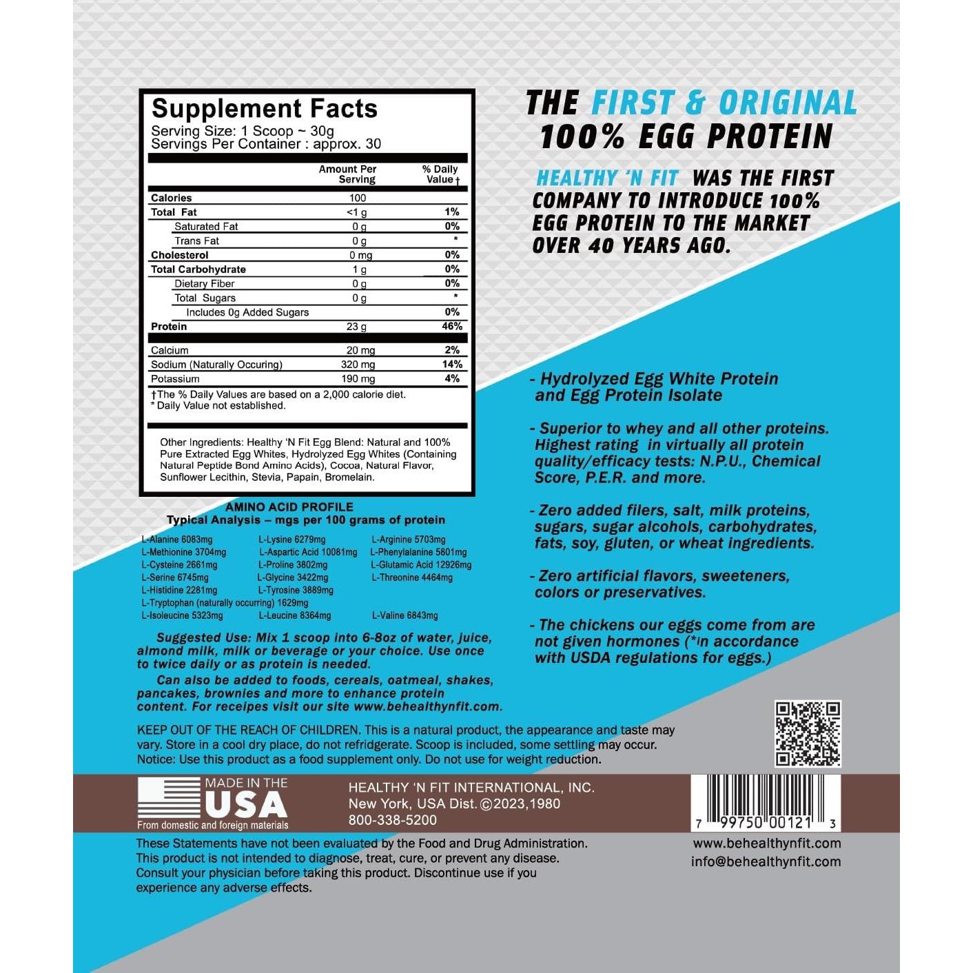 Proteína de Huevo 100% Healthy 'N Fit - Chocolate Celestial 0.91kg