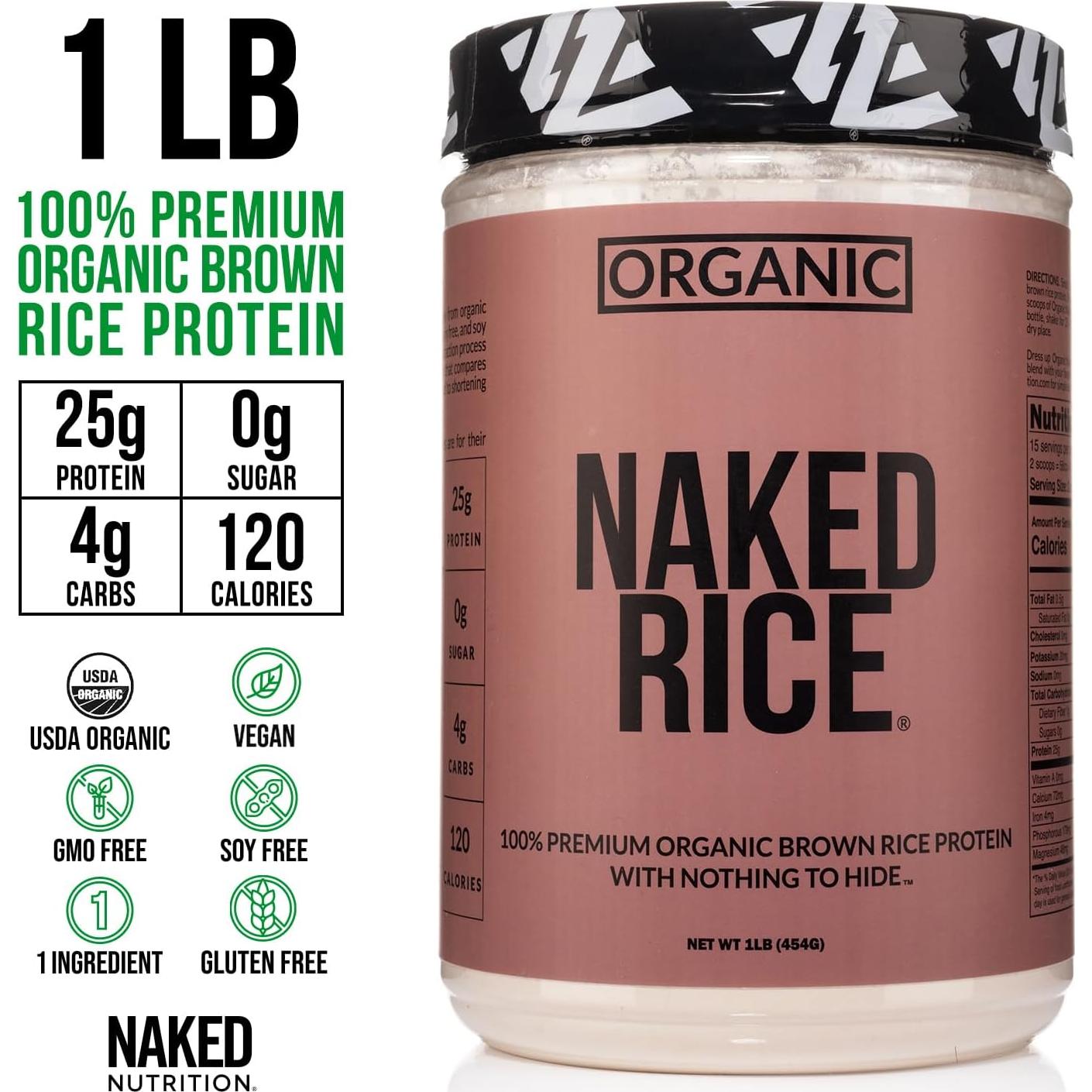 Proteína de Arroz Integral Orgánico NAKED 0.45Kg - Vegana