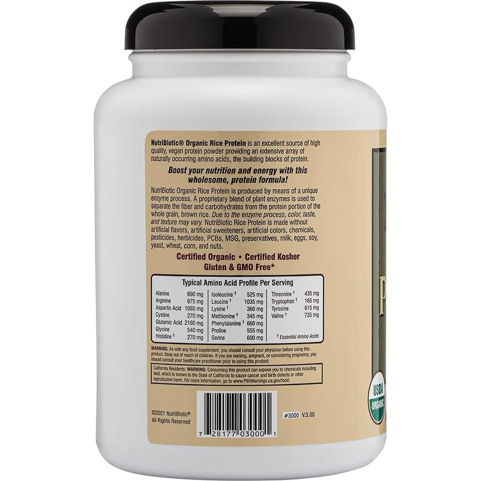 Proteína de Arroz Orgánica NutriBiotic 0.59 kg - Vegana y Keto