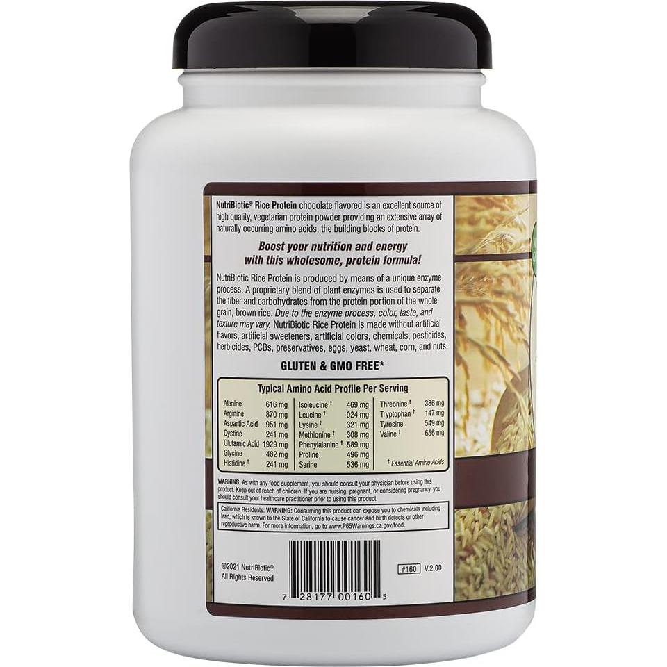 Proteína de Arroz Chocolate NutriBiotic 0.65 kg - Bajo en Carbohidratos