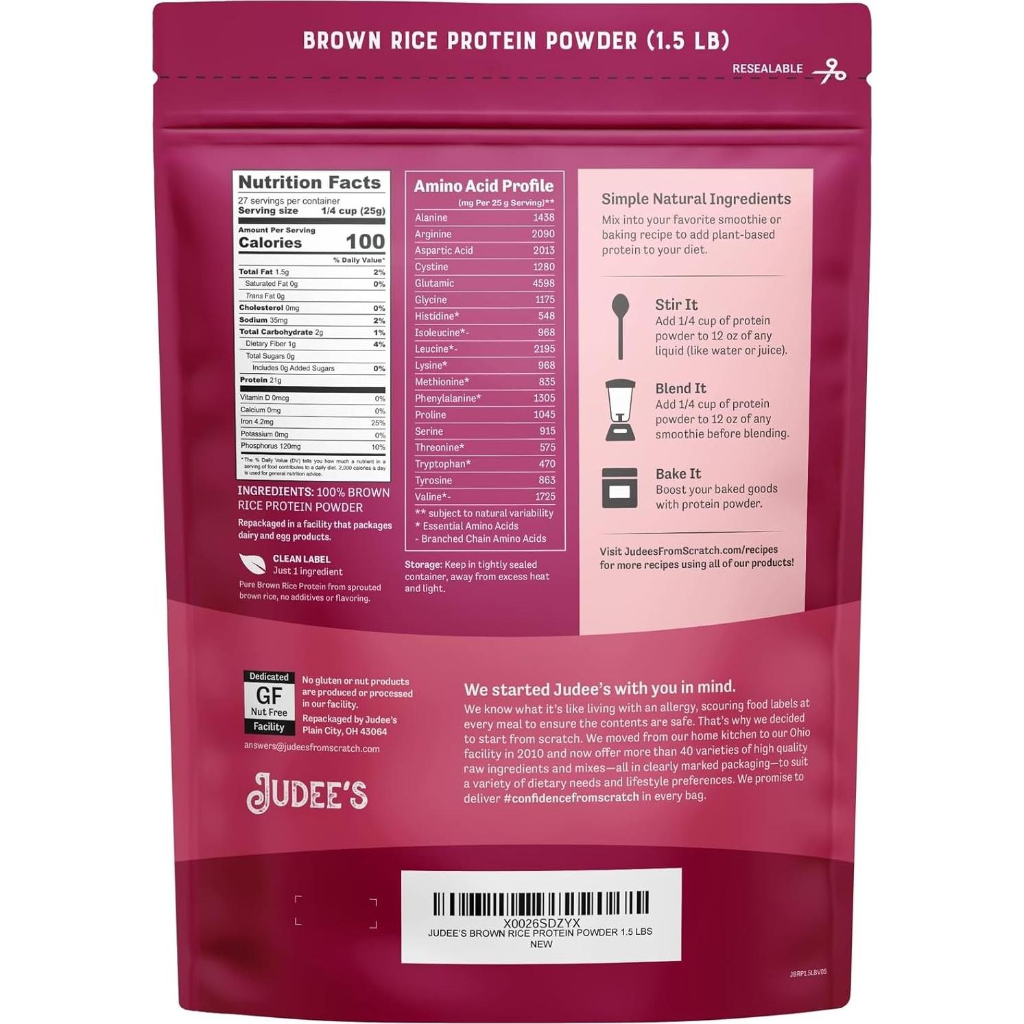 Proteína en Polvo de Arroz Integral Judee 0.68 kg Sin Gluten