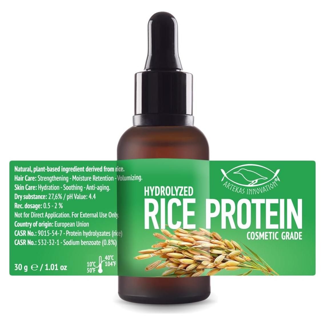 Proteína de Arroz Hidrolizada Grado Cosmético 30g - Cuidado Piel y Cabello