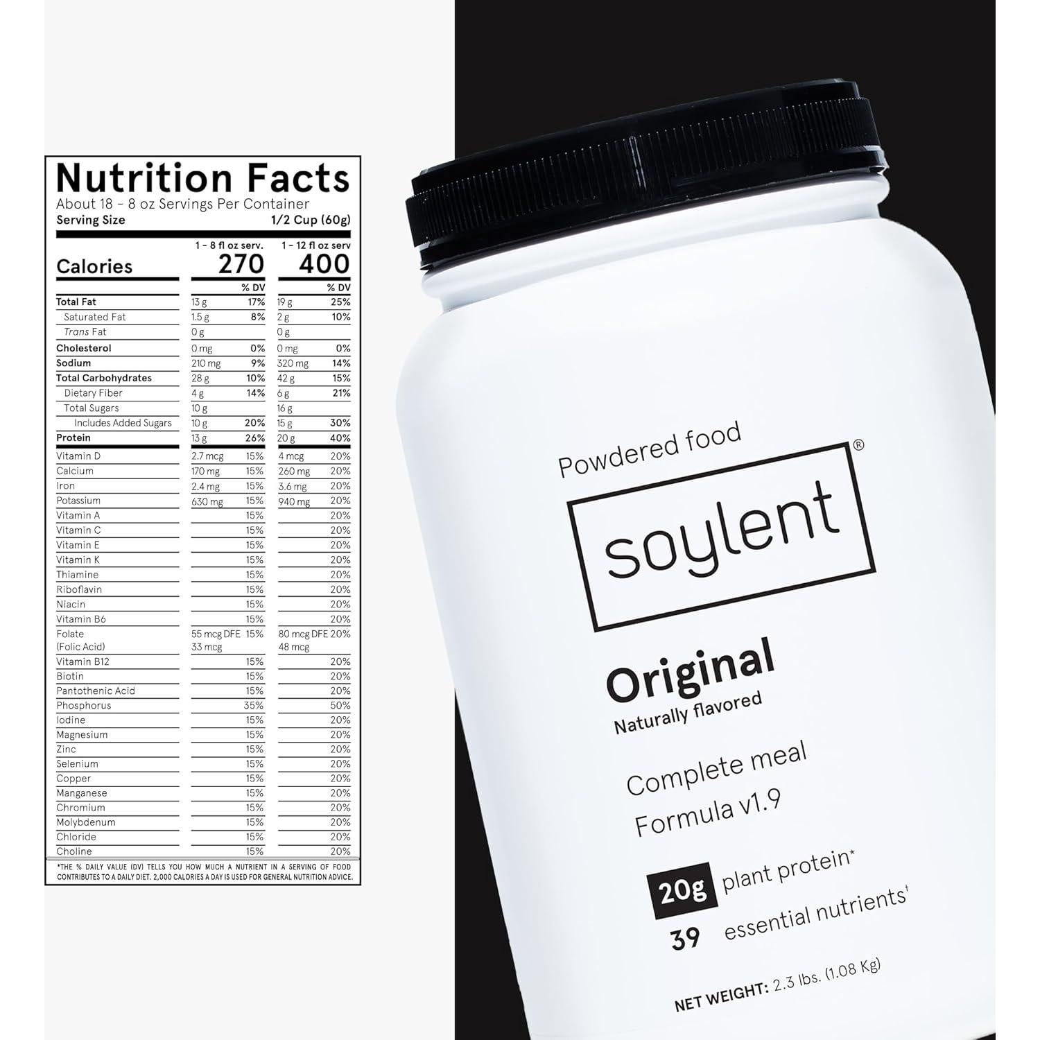 Soylent Reemplazo de Comida en Polvo Vegano 1045g - Original