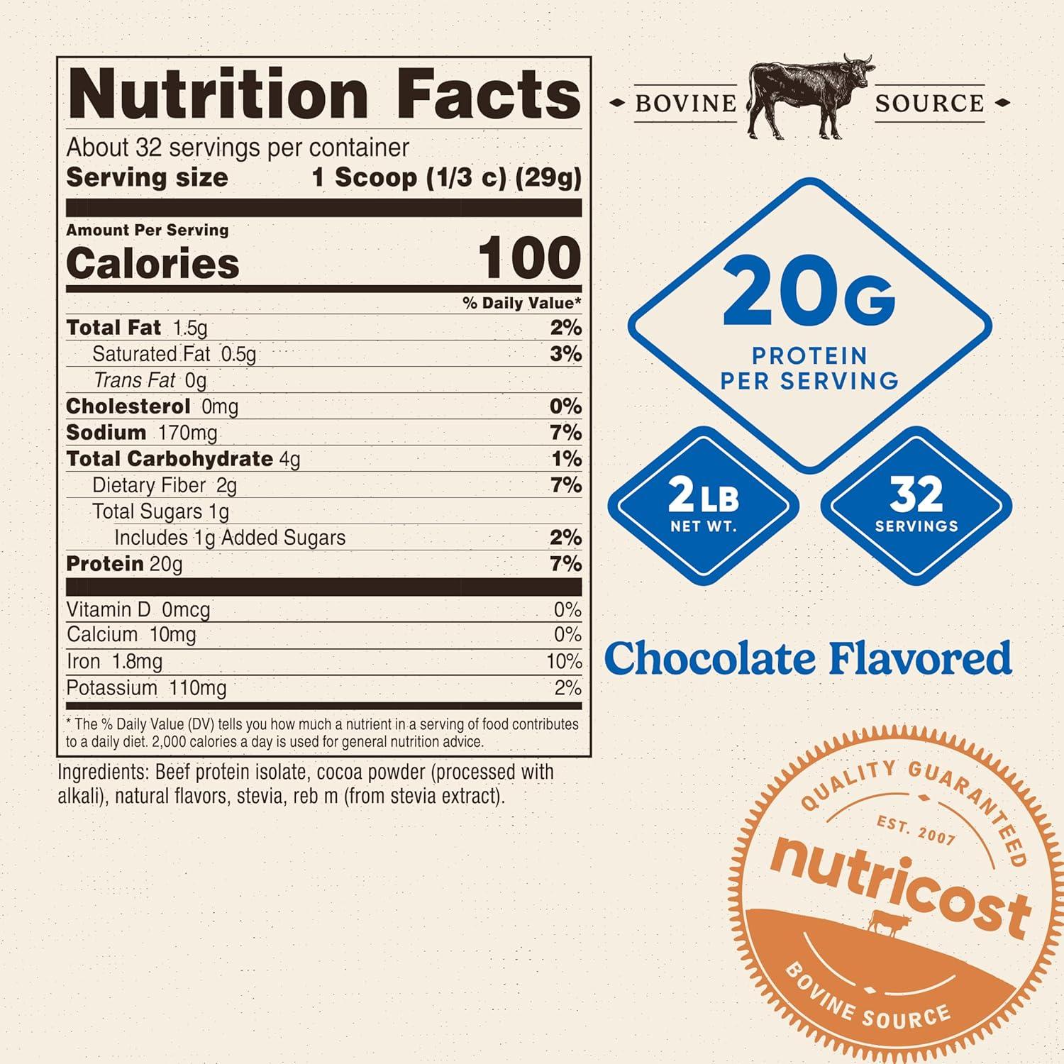 Aislado de Proteína de Res Nutricost 0.91 kg Chocolate - 20g/porción