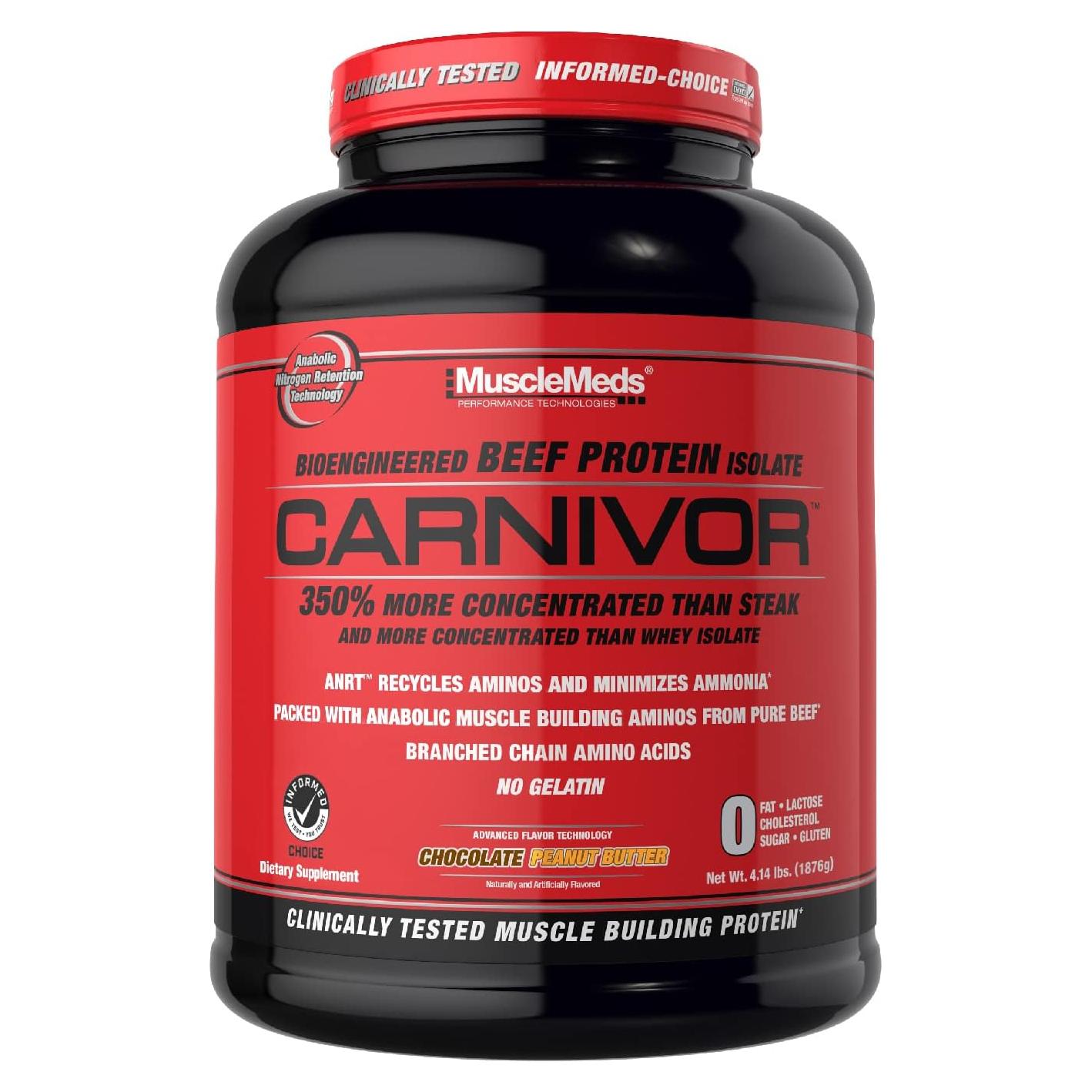 Proteína Aislada de Carne MuscleMeds Carnivor 1.88 kg Sabor Mantequilla de Cacahuate con Chocolate