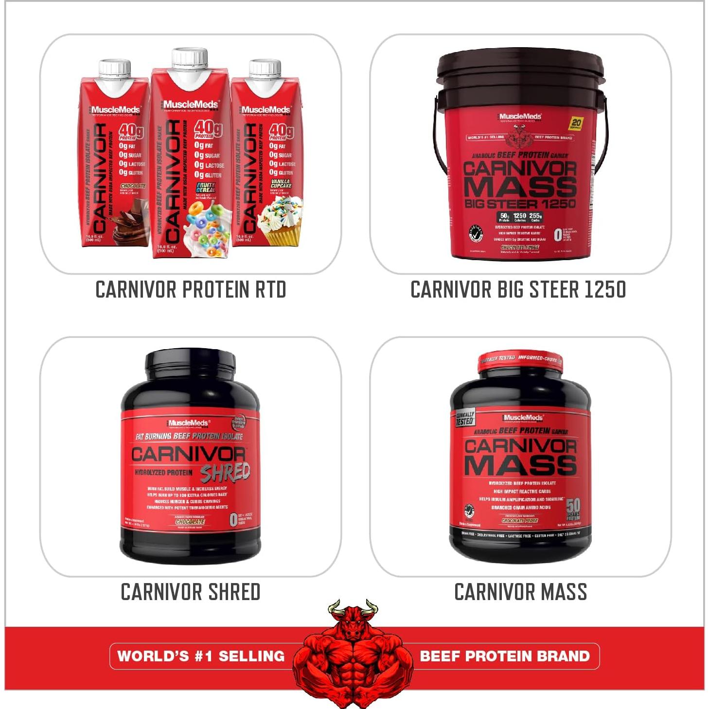 Proteína Aislada de Carne MuscleMeds Carnivor 1.88 kg Sabor Mantequilla de Cacahuate con Chocolate