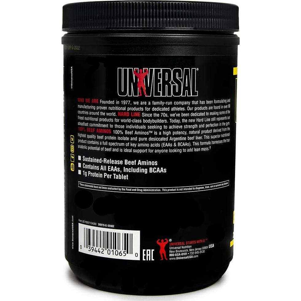 Aminoácidos de Carne Nutrición Universal - 200 Tabletas - 3g Proteína