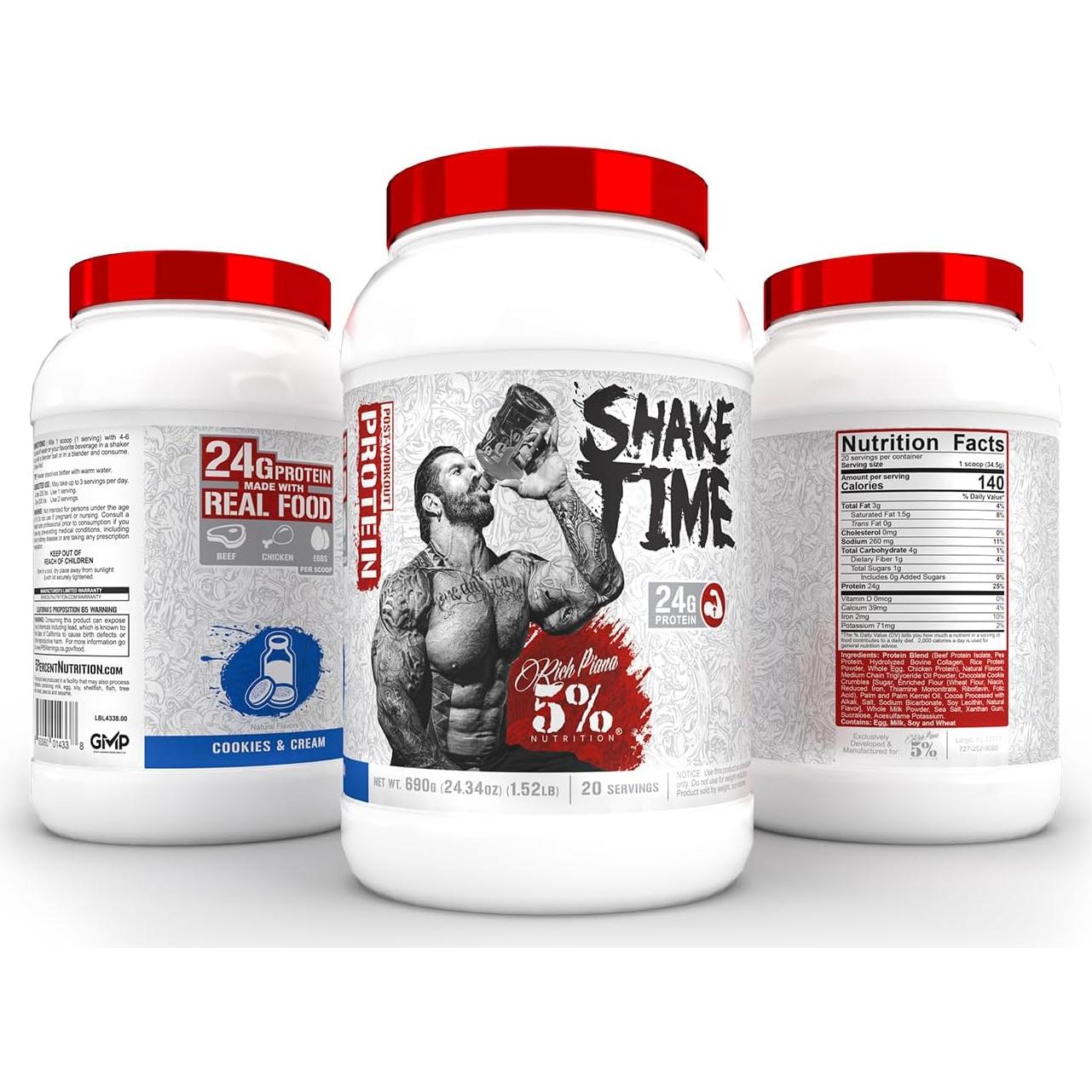 Bebida de Proteína 5% Nutrition Shake Time 24g Galletas y Crema
