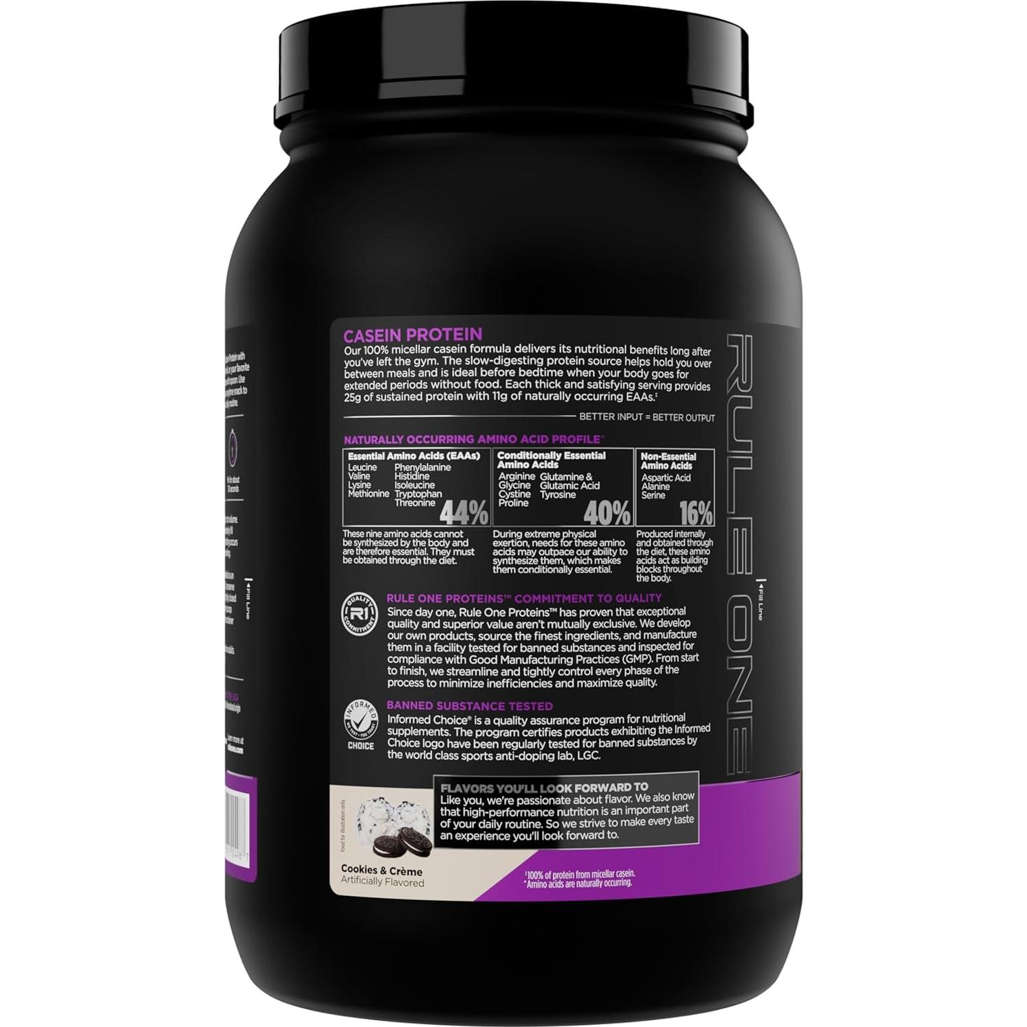 Proteína Caseína Regla 1 0.91kg Galletas y Crema 25g Proteína