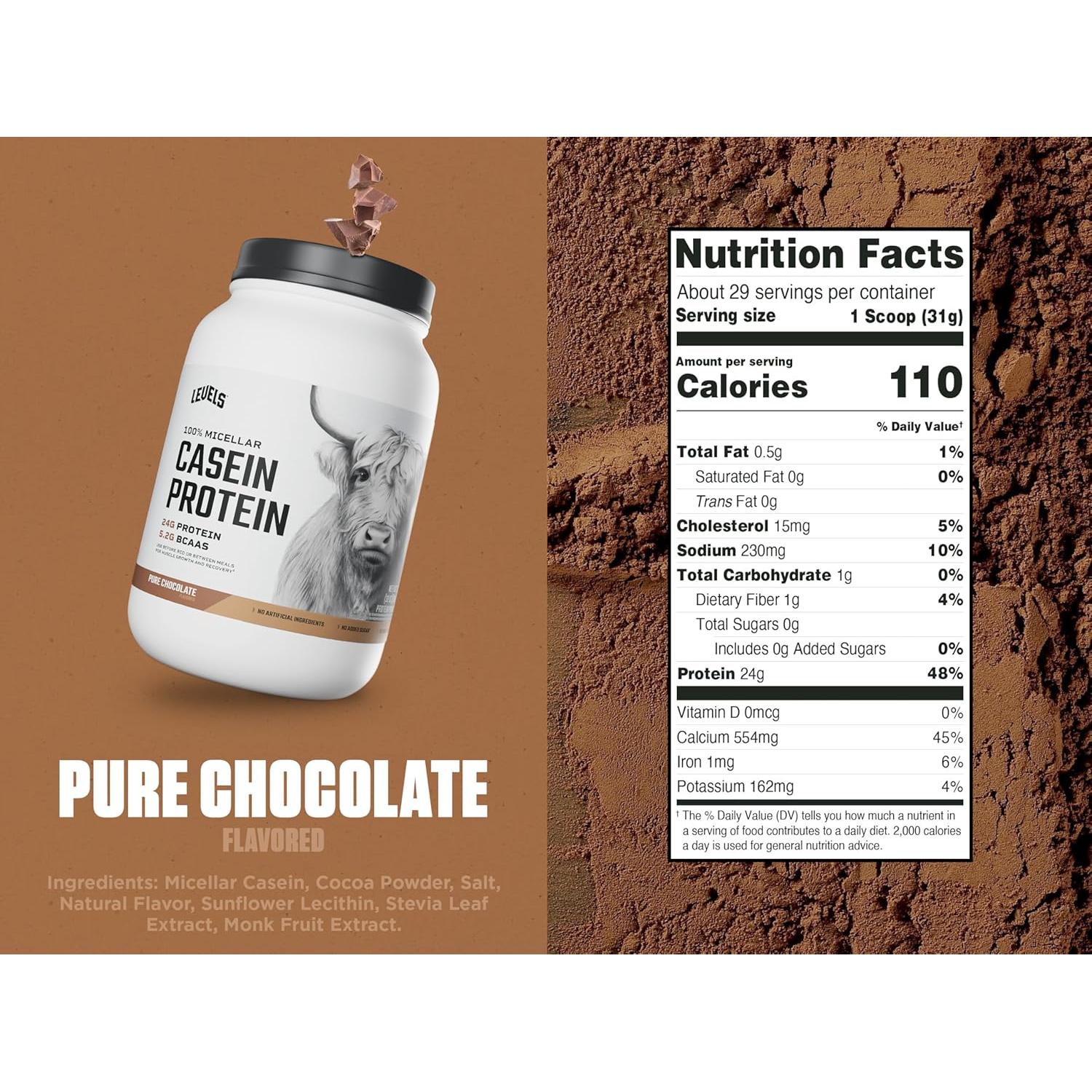 Proteína de Caseína Micelar Niveles 0.91kg Sabor Chocolate