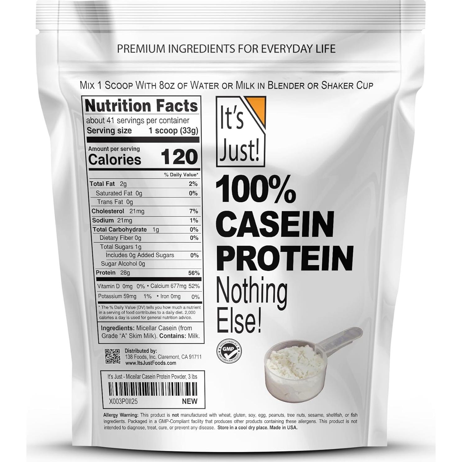 Polvo de Proteína de Caseína 100% Justo! 1.36kg Sin Sabor