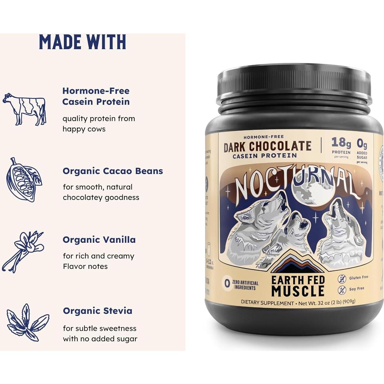 Polvo de Proteína de Caseína Nocturna Earth Fed Muscle 0.91kg