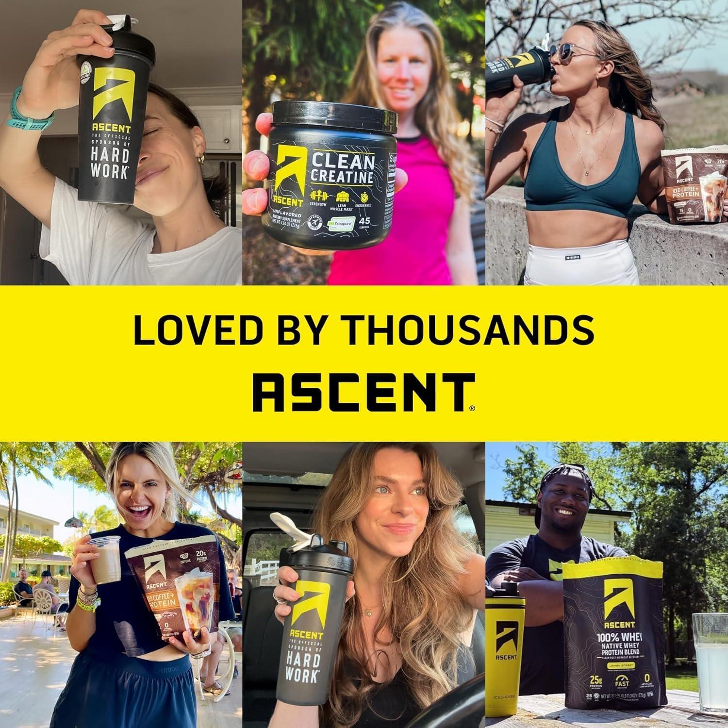 Polvo de Proteína Caseína Ascent 0.91kg Mantequilla Cacahuate